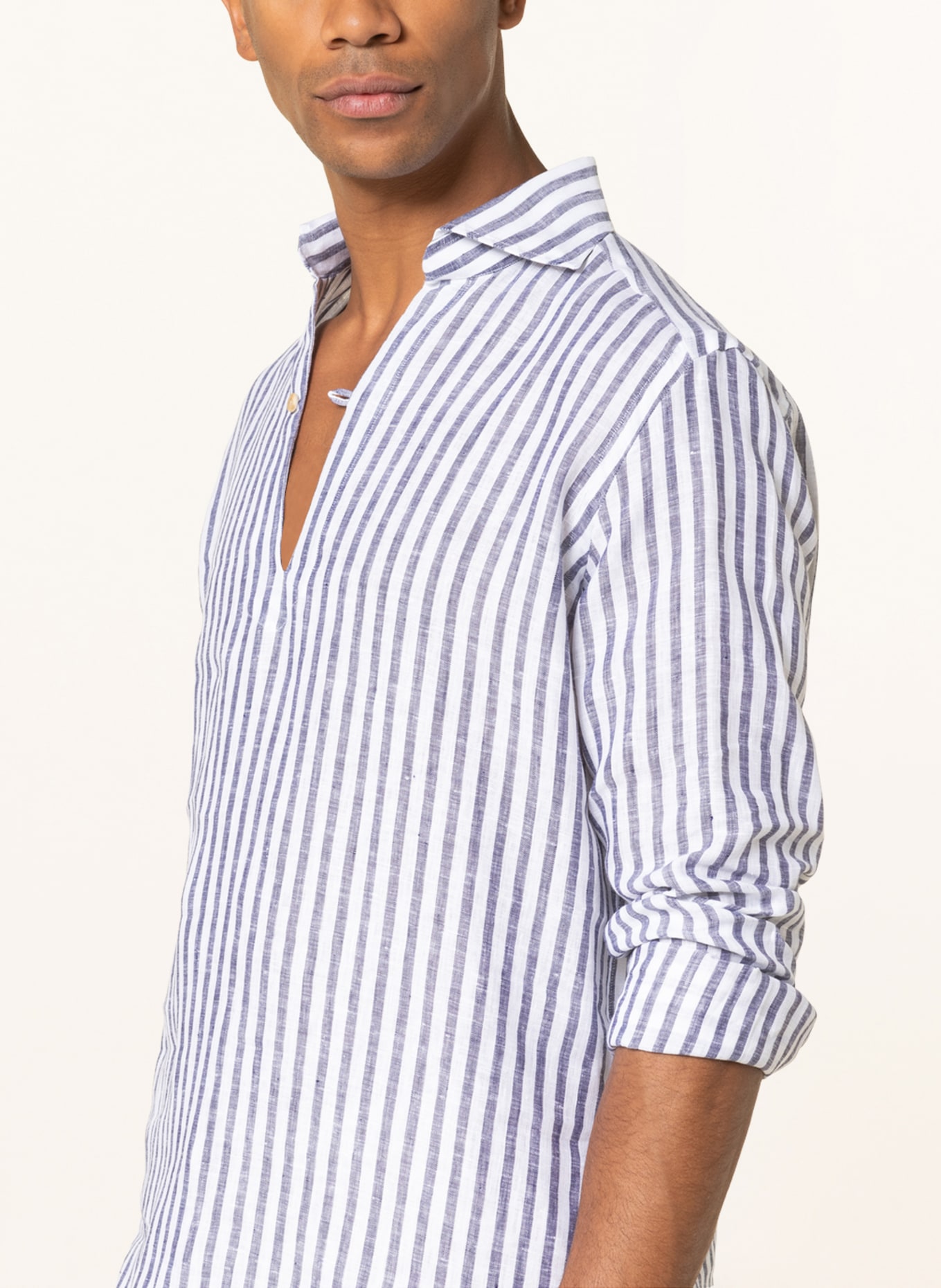 RIPA RIPA Linen shirt regular fit , Color: DARK BLUE/ WHITE (Image 4)