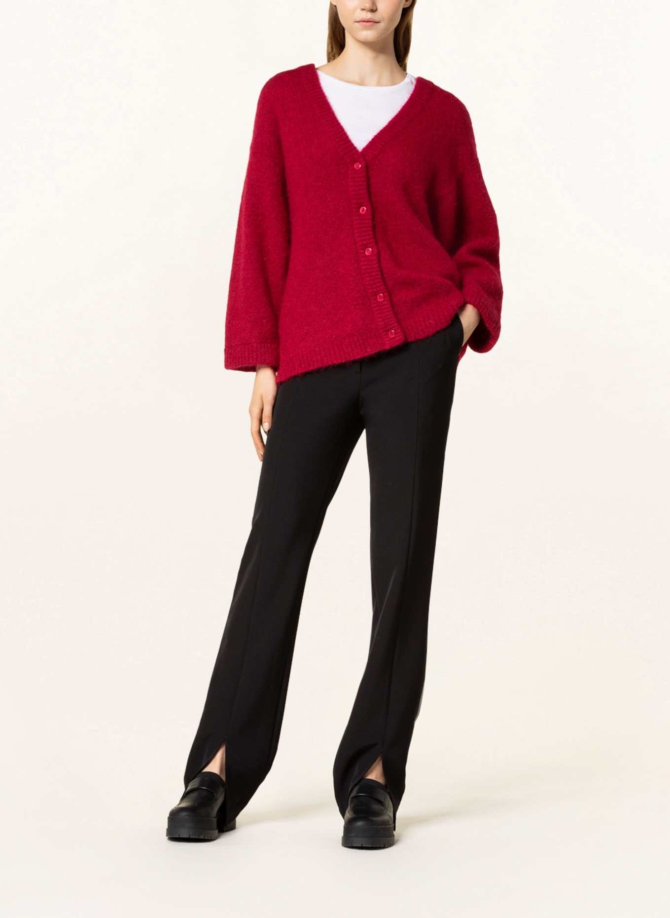 American Vintage Cardigan GILET with mohair , Color: DARK RED (Image 2)