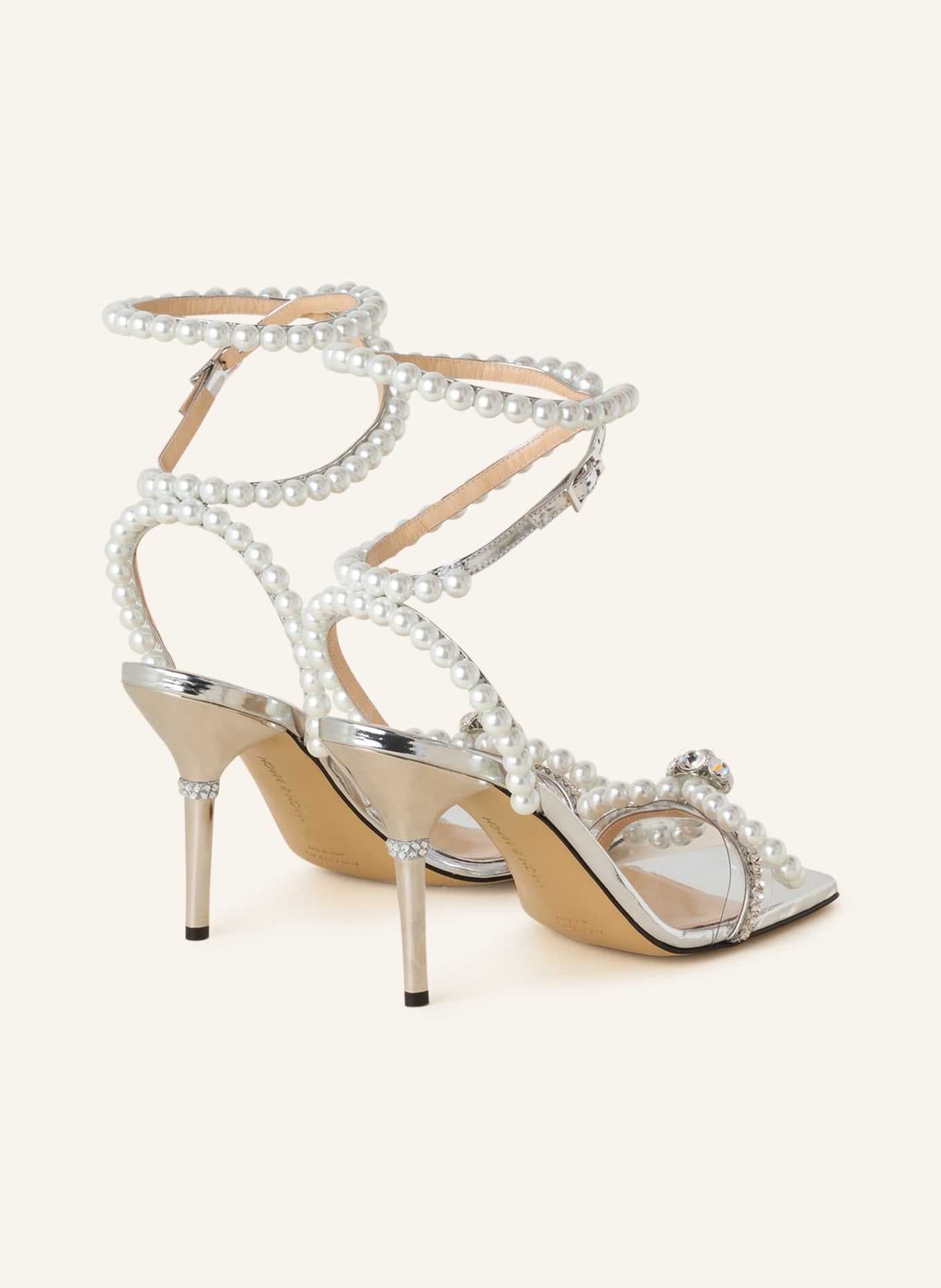 MACH & MACH Sandaletten mit Perlen und Schmucksteinen, Farbe: SILBER (Bild 2)