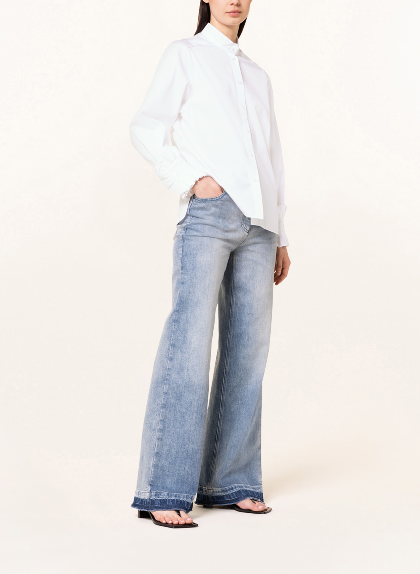 EVA MANN Shirt blouse with ruffles, Color: WHITE (Image 2)