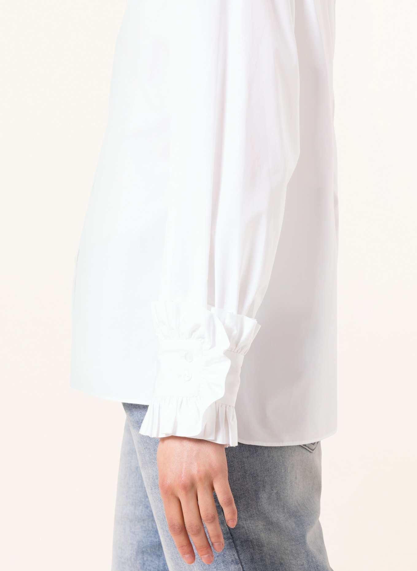 EVA MANN Shirt blouse with ruffles, Color: WHITE (Image 4)