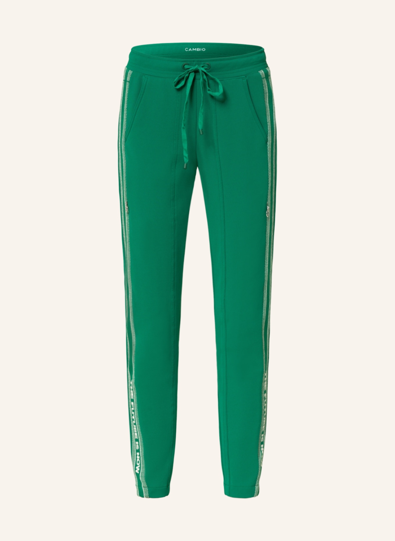 CAMBIO Trousers JORDEN with tuxedo stripe: GREEN