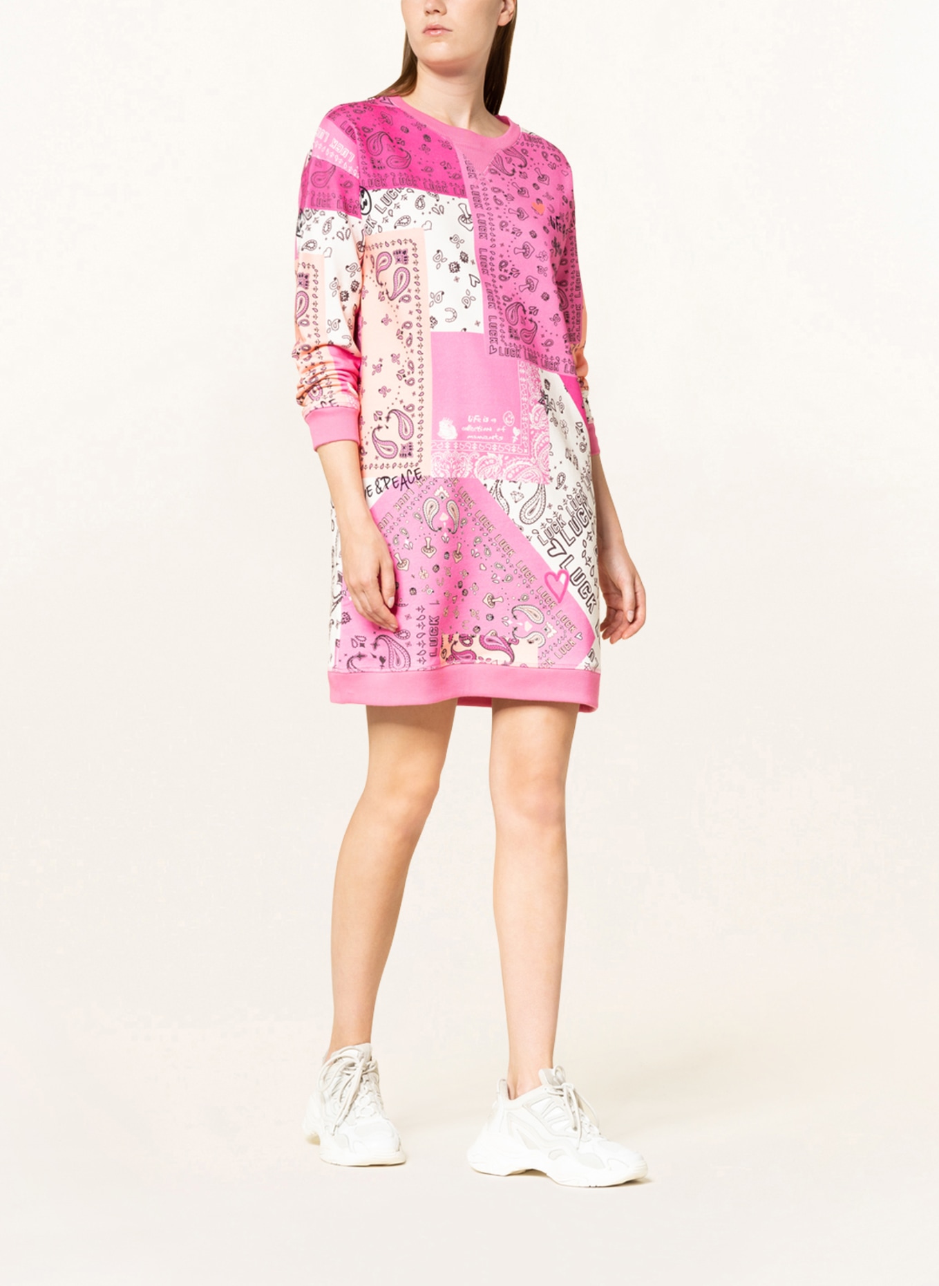 FrogBox Sweater dress, Color: PINK/ LIGHT ORANGE/ WHITE (Image 2)