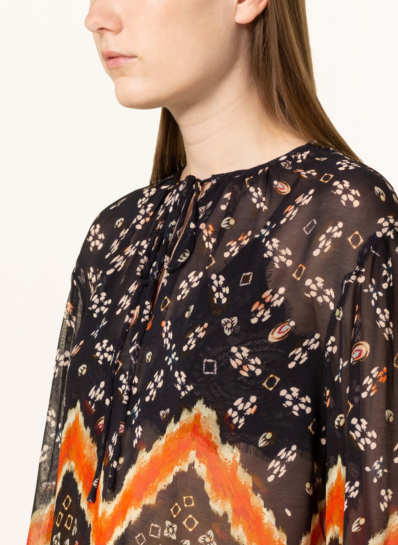 FrogBox Shirt blouse , Color: BLACK/ DARK BROWN/ ORANGE (Image 4)