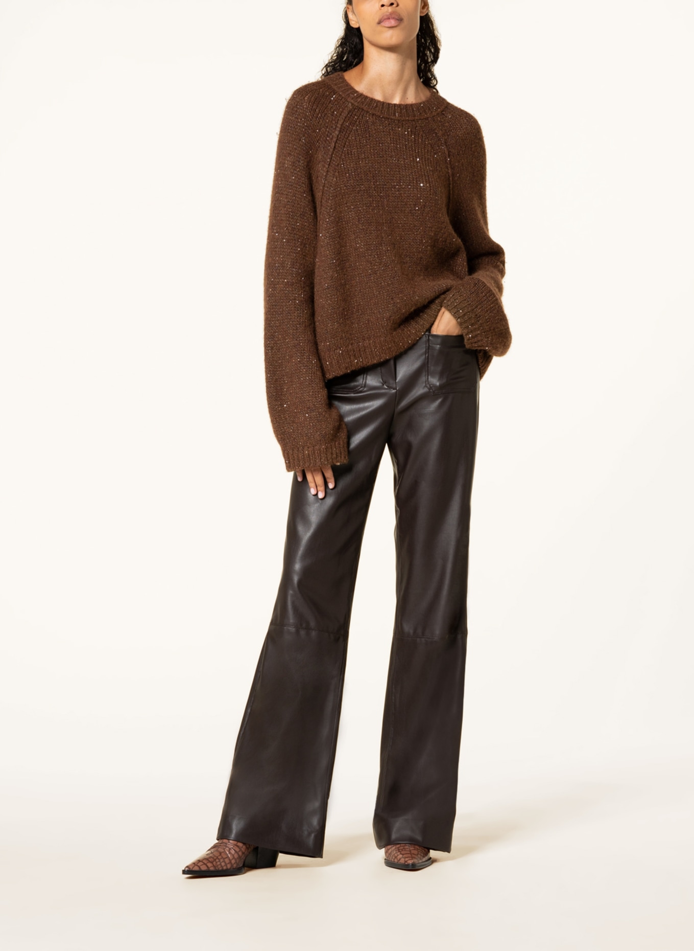 DOROTHEE SCHUMACHER Hose in Lederoptik: DUNKELBRAUN