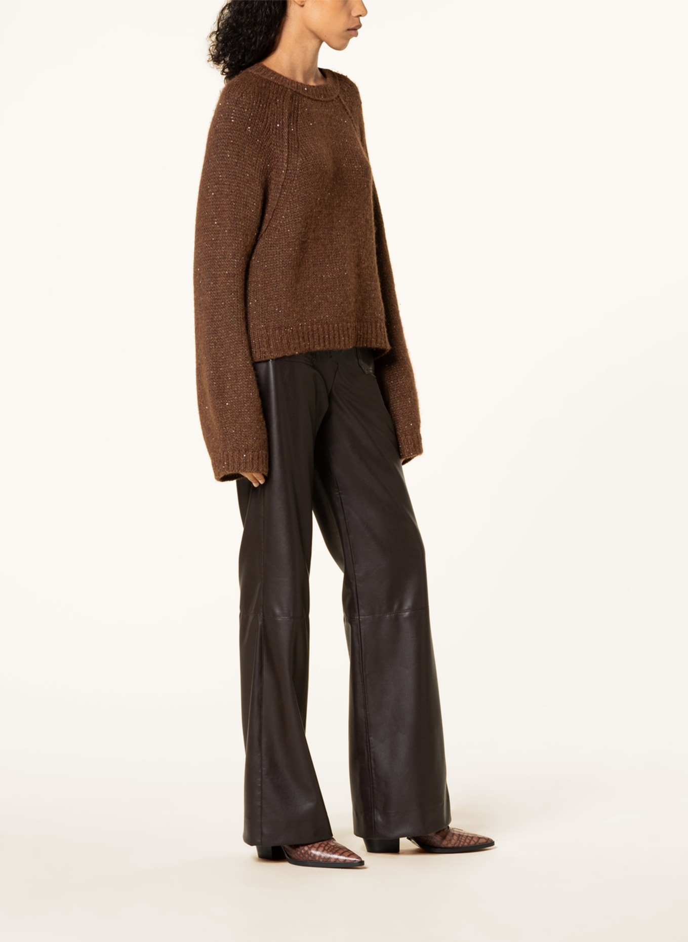 DOROTHEE SCHUMACHER Hose in Lederoptik: DUNKELBRAUN