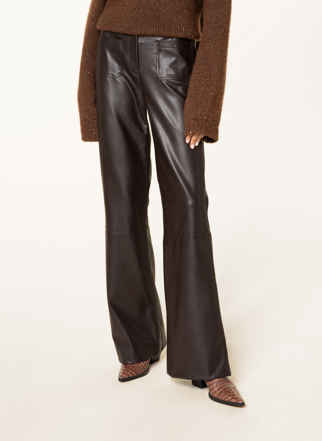 DOROTHEE SCHUMACHER Hose in Lederoptik: DUNKELBRAUN