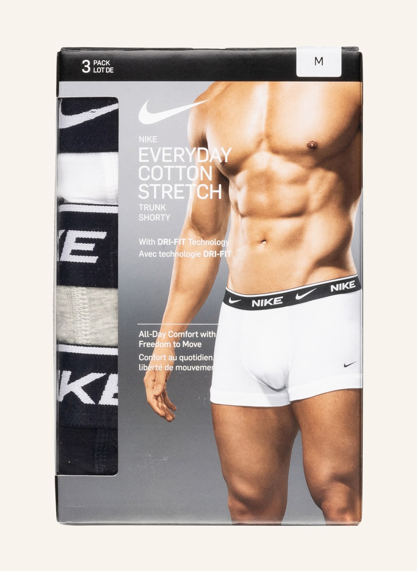Nike 3er-Pack Boxershorts EVERYDAY, Farbe: WEISS/ HELLGRAU/ SCHWARZ (Bild 3)