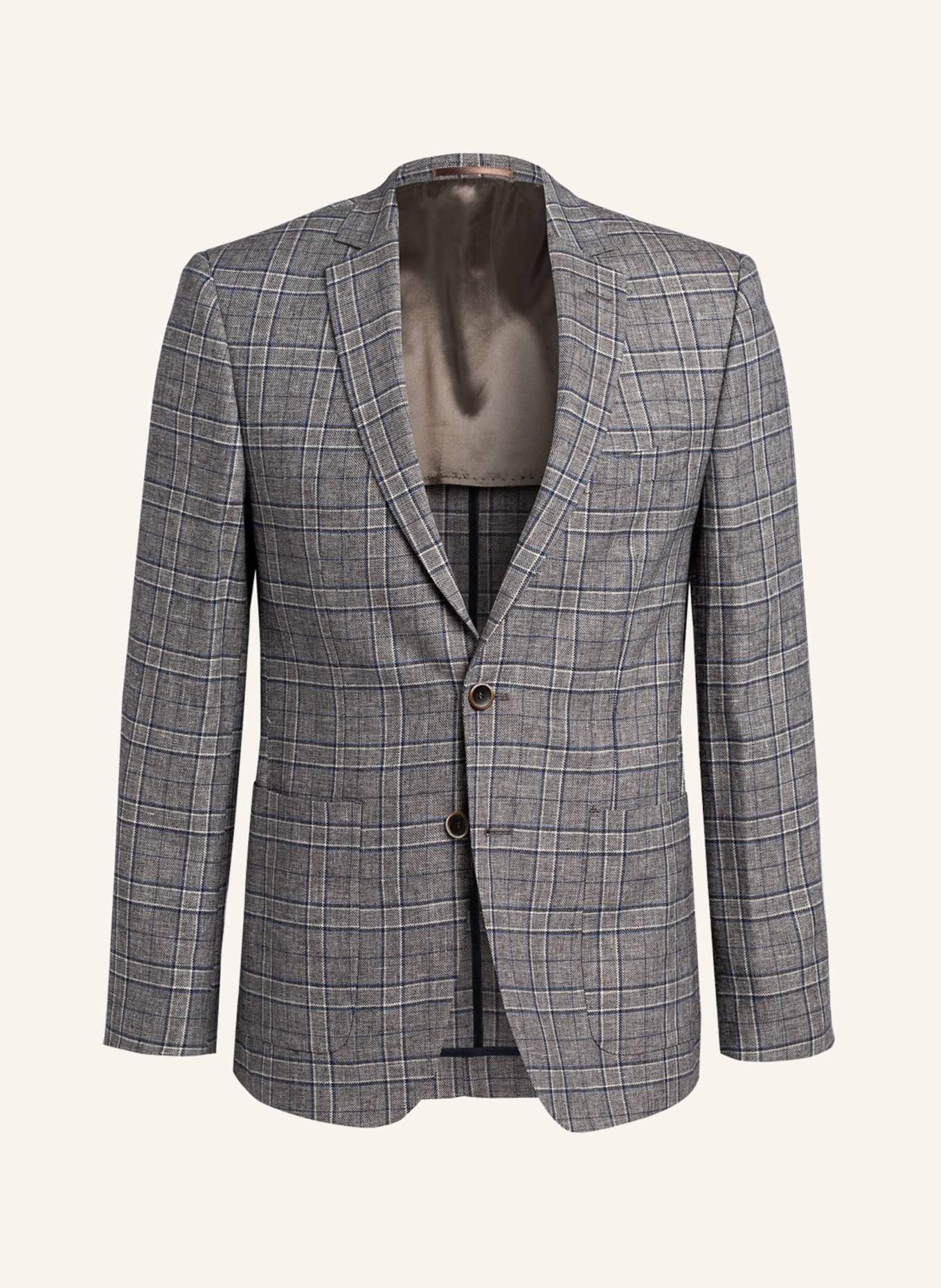 STROKESMAN'S Tailored jacket regular fit with linen, Color: BEIGE/ BLUE/ WHITE (Image 1)