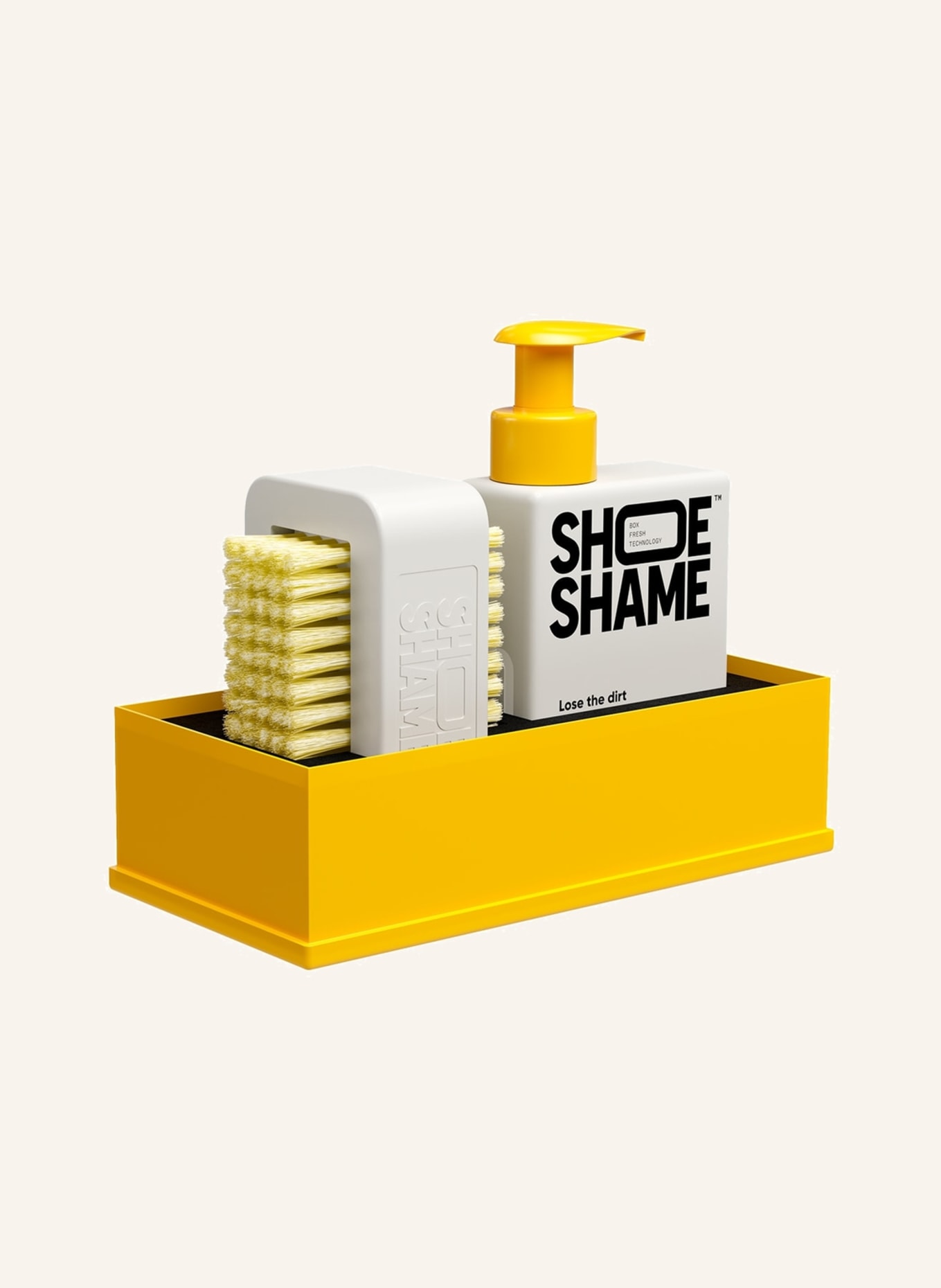 SHOE SHAME 2-cz. Zestaw do pielęgnacji obuwia LOSE THE DIRT, Kolor: BIAŁY/ ŻÓŁTY (Obrazek 1)