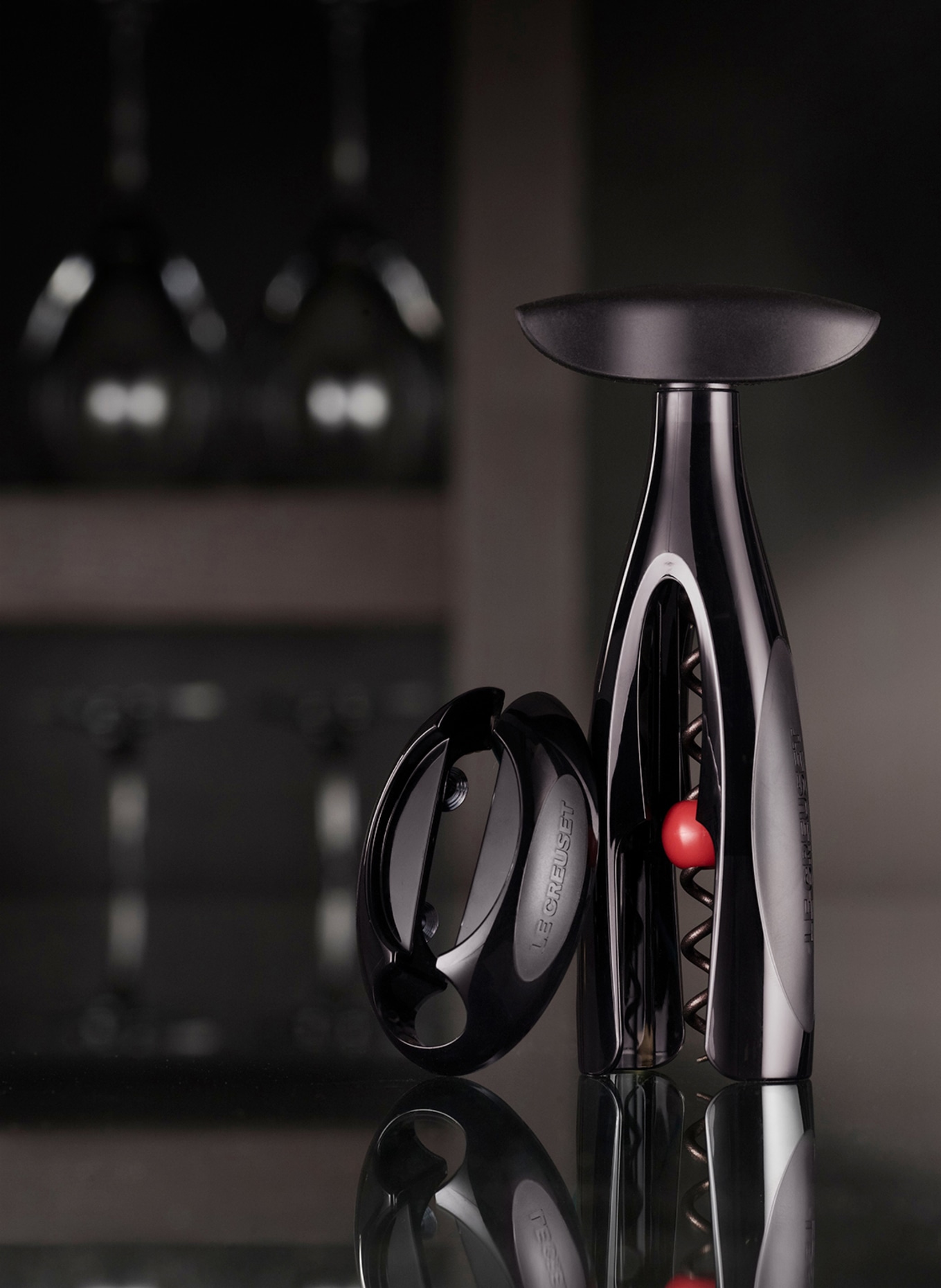 LE CREUSET 2-tlg. Set: Korkenzieher und Folienschneider ACTIV-BALL GS-200: SCHWARZ