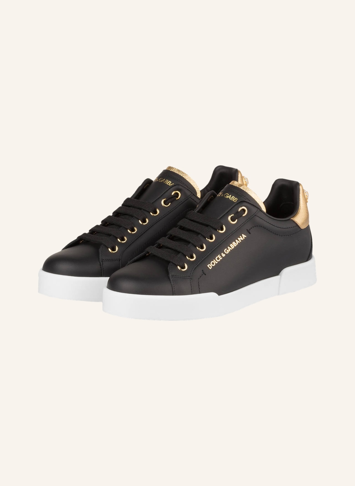 DOLCE & GABBANA Sneakers PORTOFINO with decorative bead, Color: BLACK (Image 1)