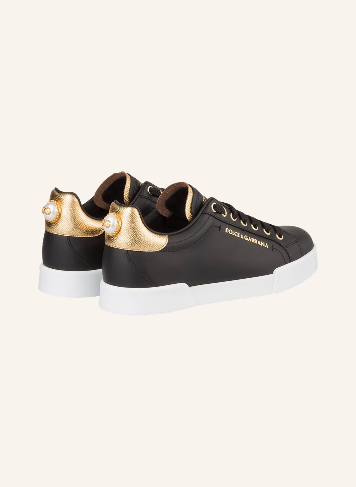 DOLCE & GABBANA Sneakers PORTOFINO with decorative bead, Color: BLACK (Image 2)