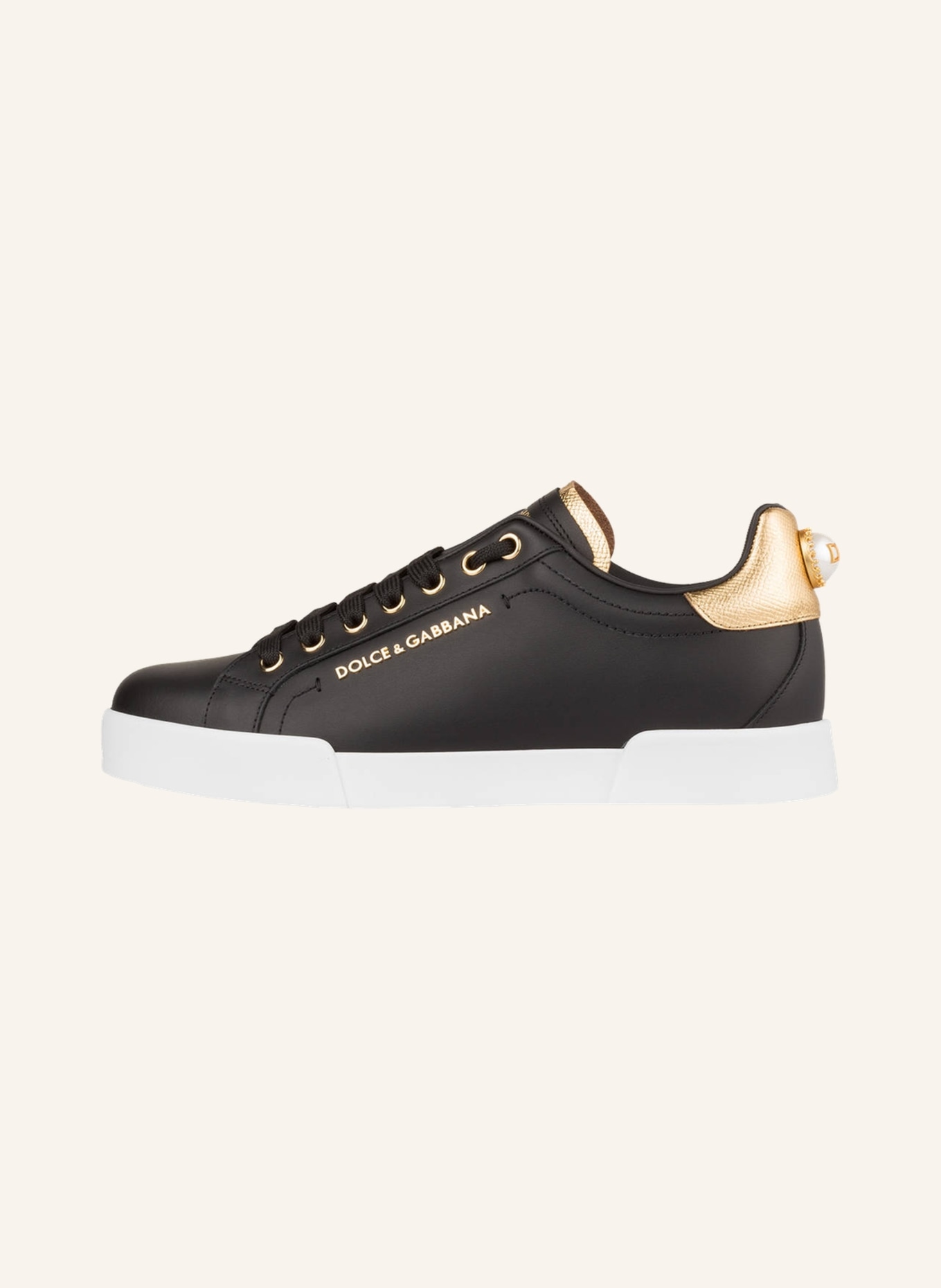 DOLCE & GABBANA Sneakers PORTOFINO with decorative bead, Color: BLACK (Image 4)