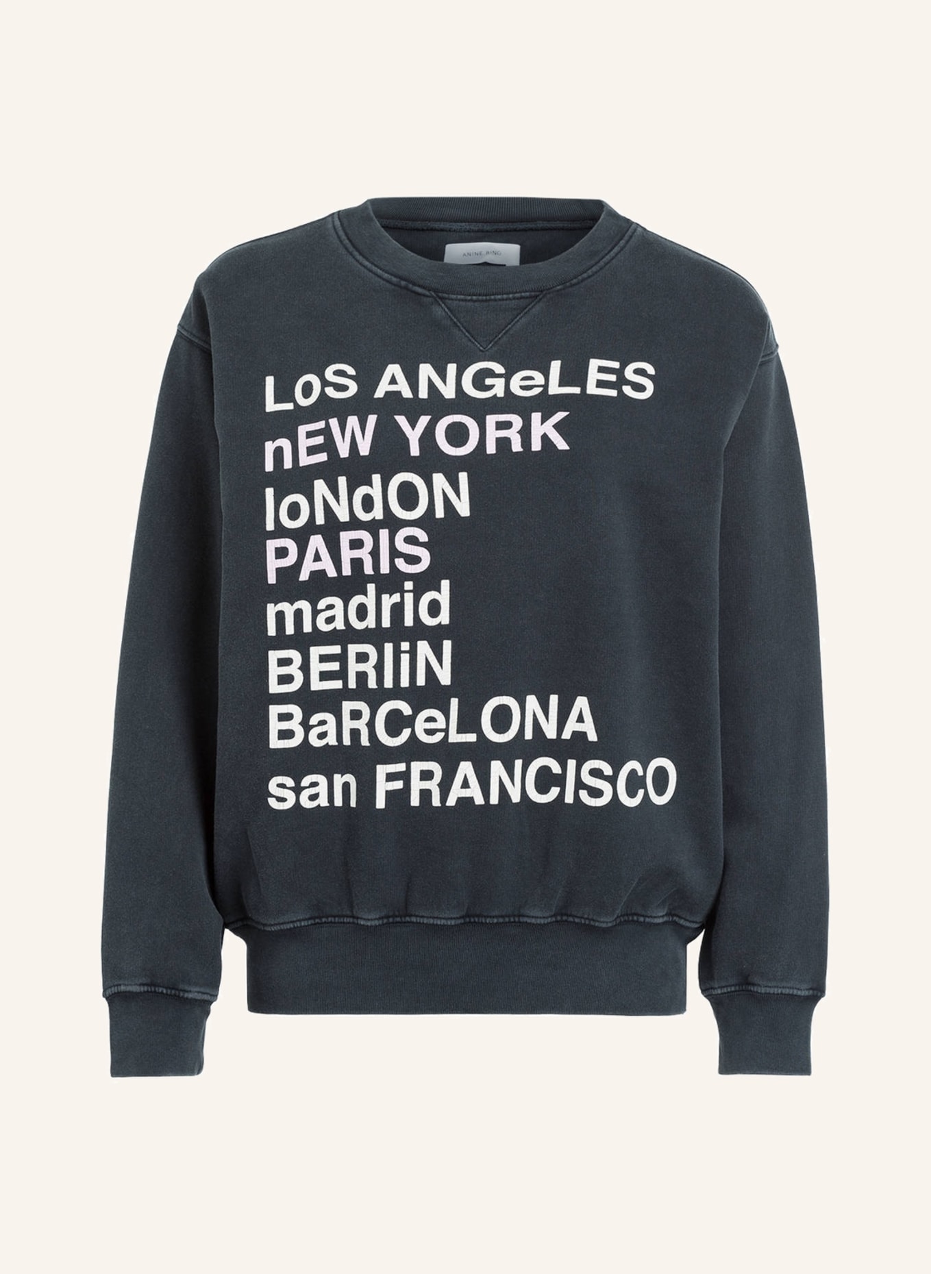 ANINE BING Oversized sweatshirt CITY LOVE , Color: DARK GRAY (Image 1)