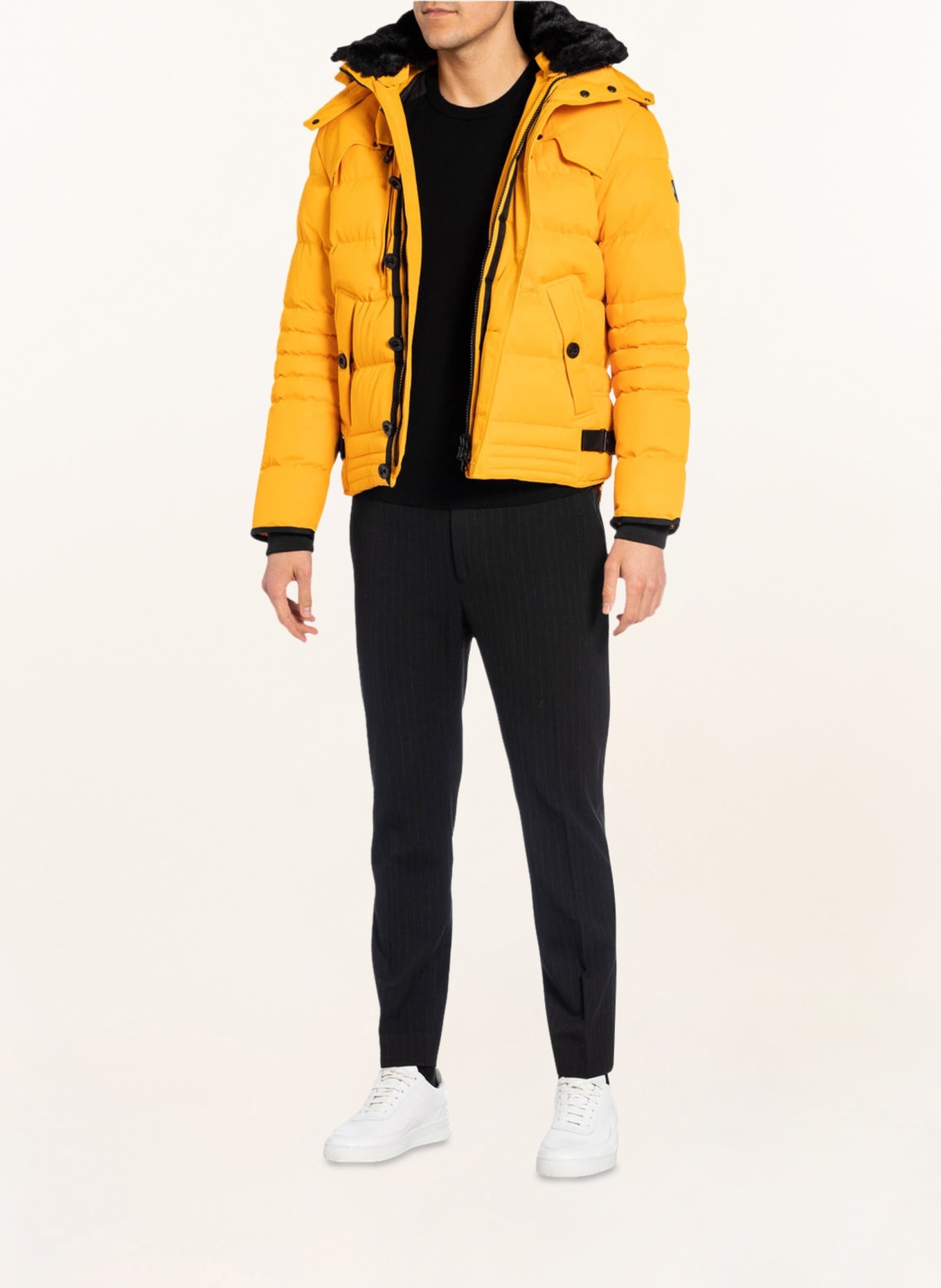WELLENSTEYN Quilted jacket STARSTREAM with removable faux fur trim, Color: DARK YELLOW (Image 2)