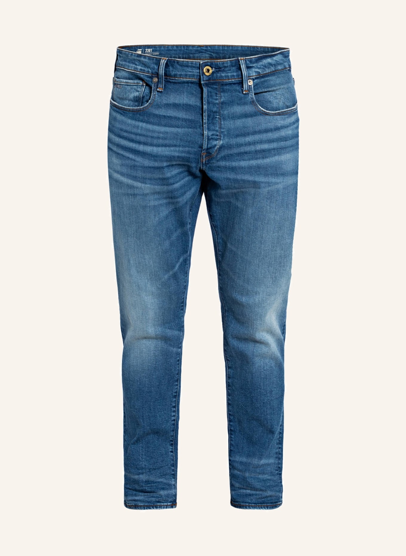 G-Star RAW Jeans 3301 straight tapered fit in a795 worn in azure blue