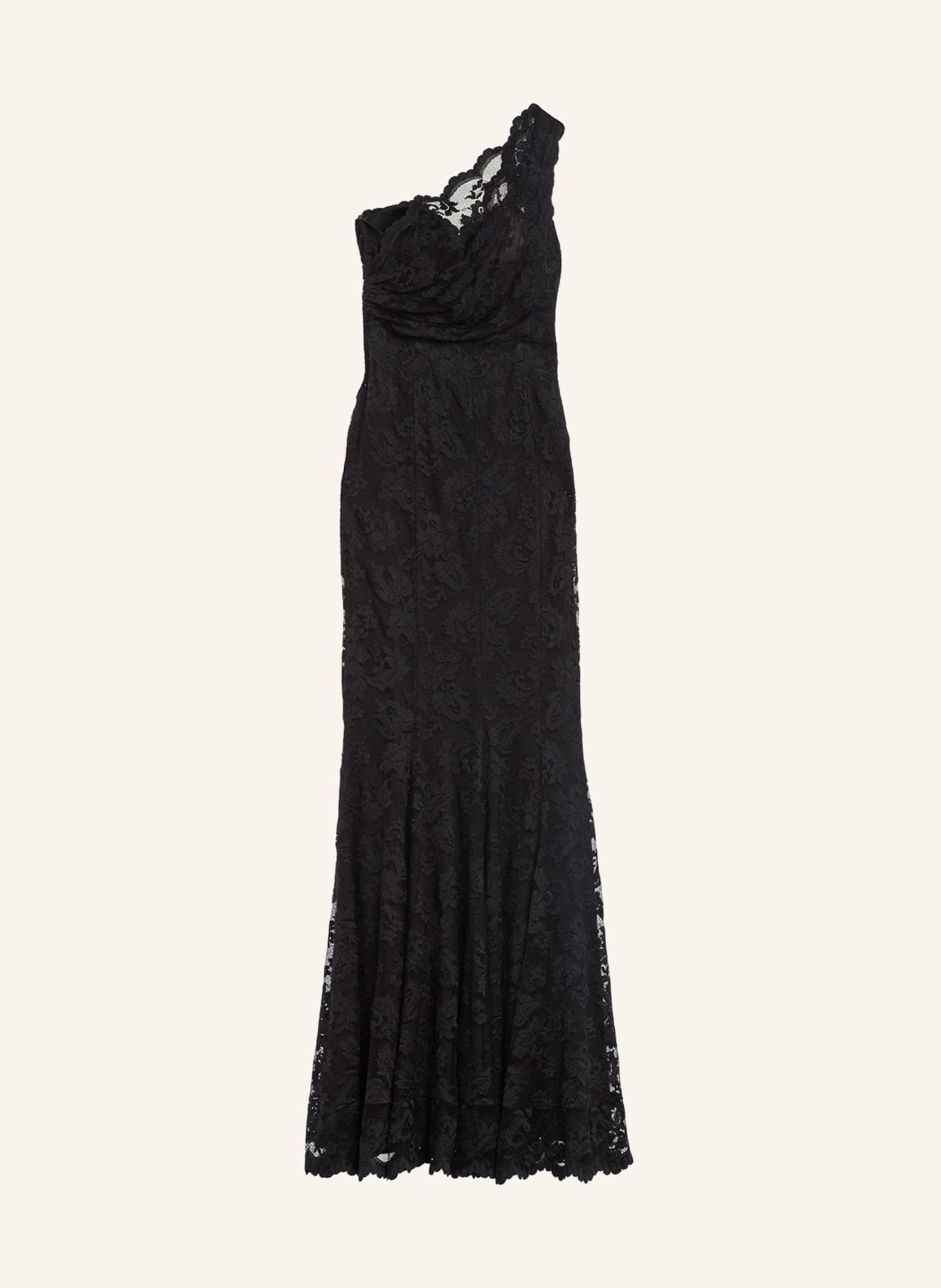 OLVI'S One-shoulder evening dress made of lace, Color: BLACK (Image 2)