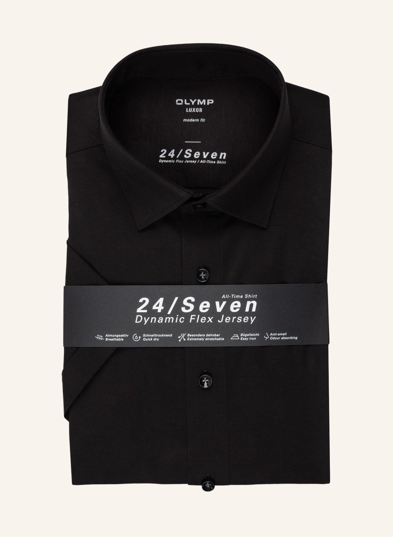 OLYMP Kurzarm-Hemd Luxor 24/Seven modern fit, Farbe: SCHWARZ (Bild 1)
