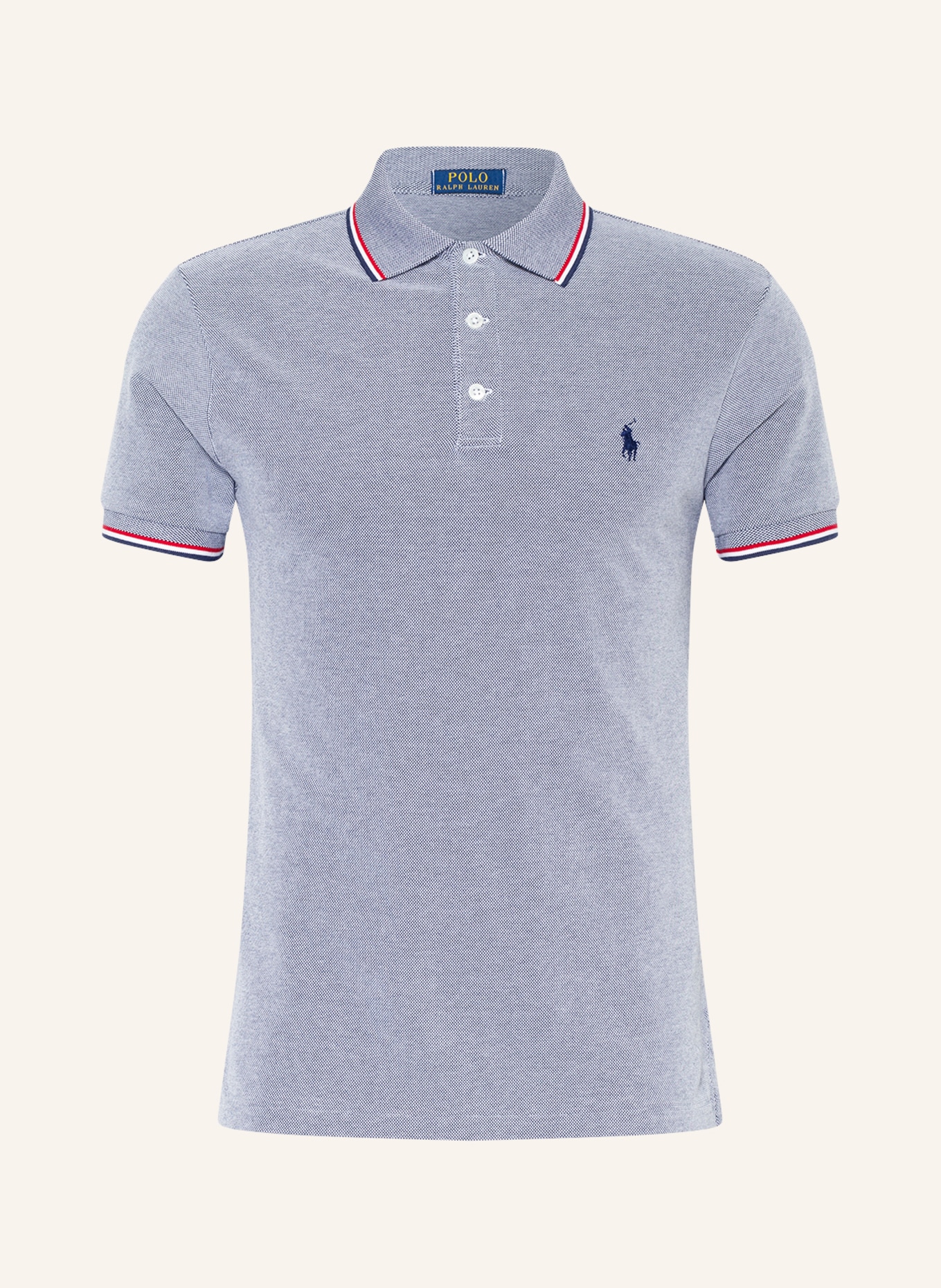 POLO RALPH LAUREN Piqué polo shirt slim fit, Color: WHITE/ DARK BLUE (Image 1)