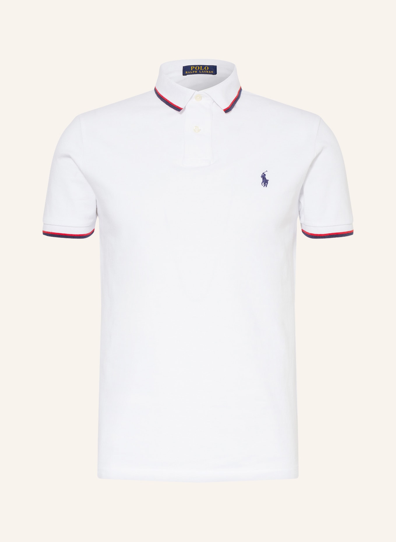 POLO RALPH LAUREN Piqué polo shirt Custom slim fit, Color: WHITE (Image 1)