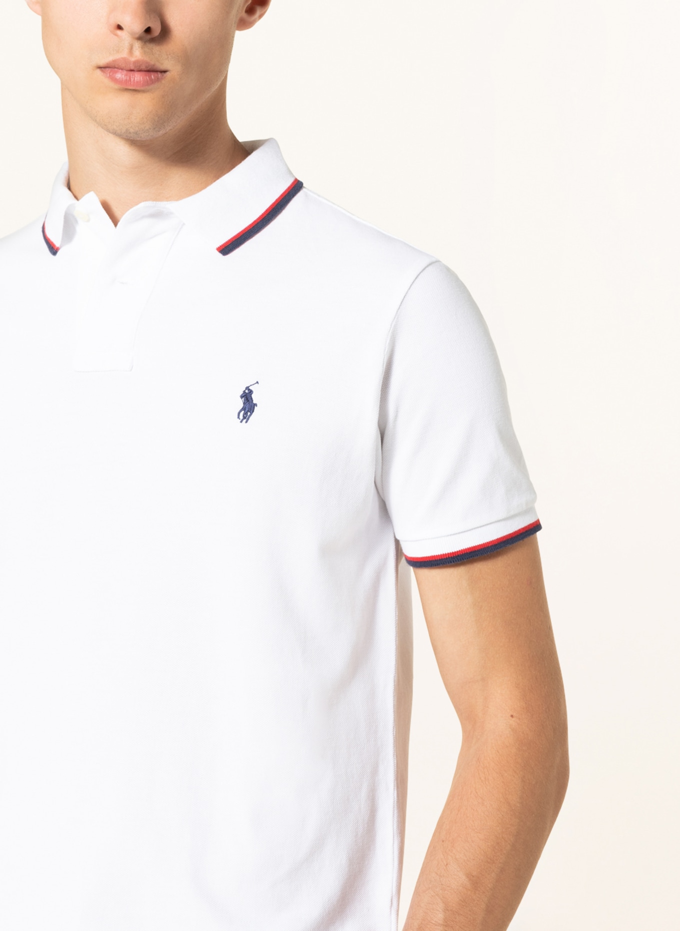 POLO RALPH LAUREN Piqué polo shirt Custom slim fit, Color: WHITE (Image 4)