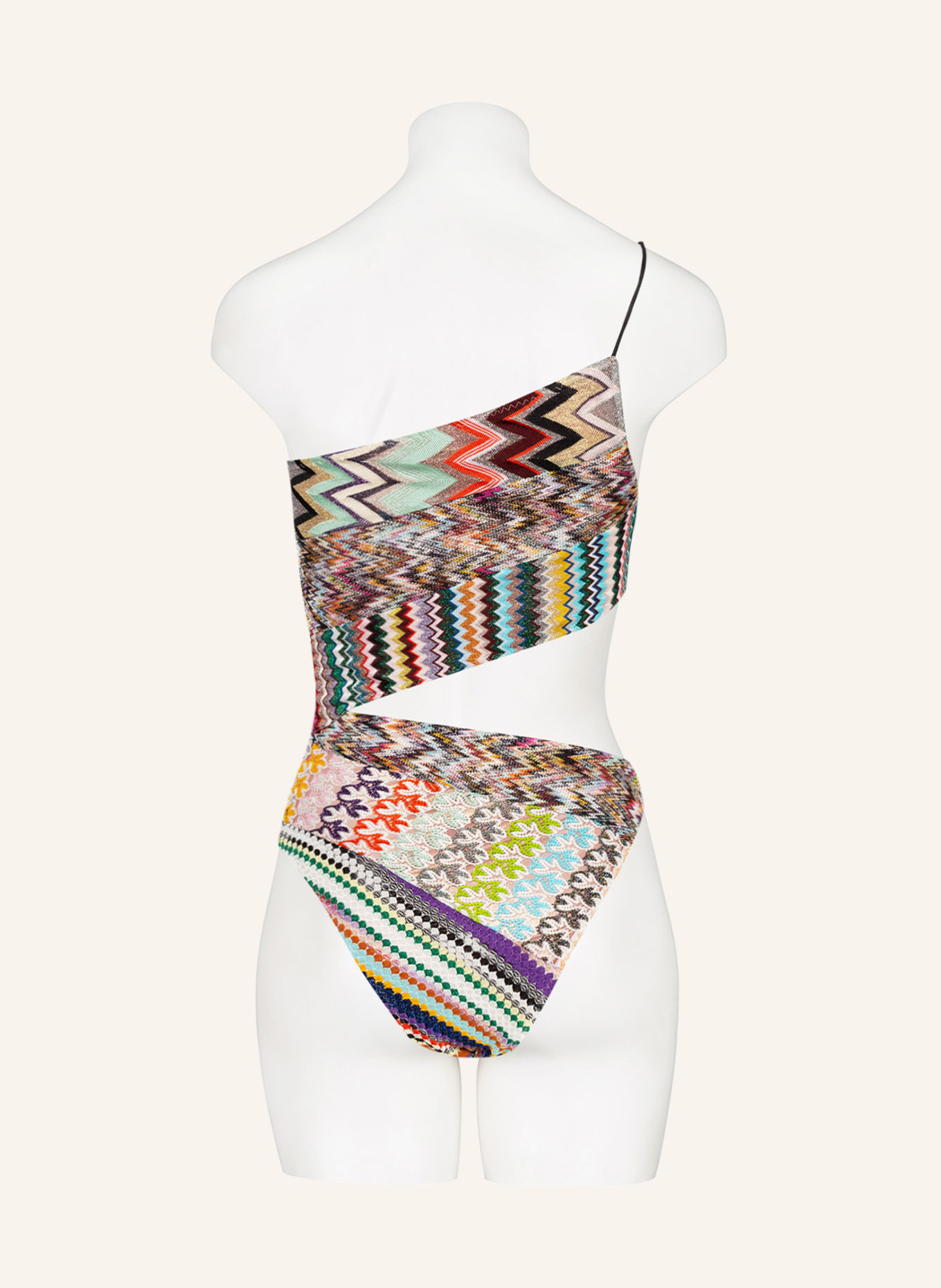 MISSONI One-shoulder swimsuit , Color: PURPLE/ CREAM/ GREEN (Image 3)