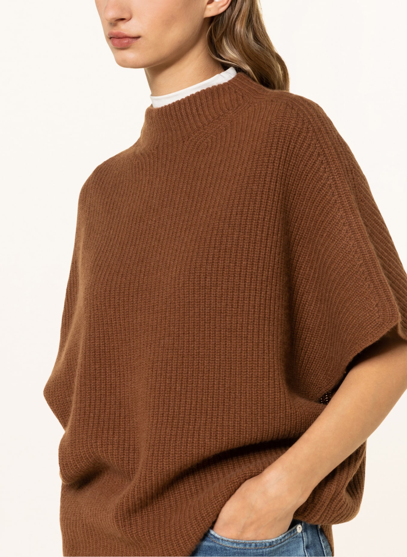 darling harbour Short sleeve sweater with cashmere , Color: COGNAC (Image 4)