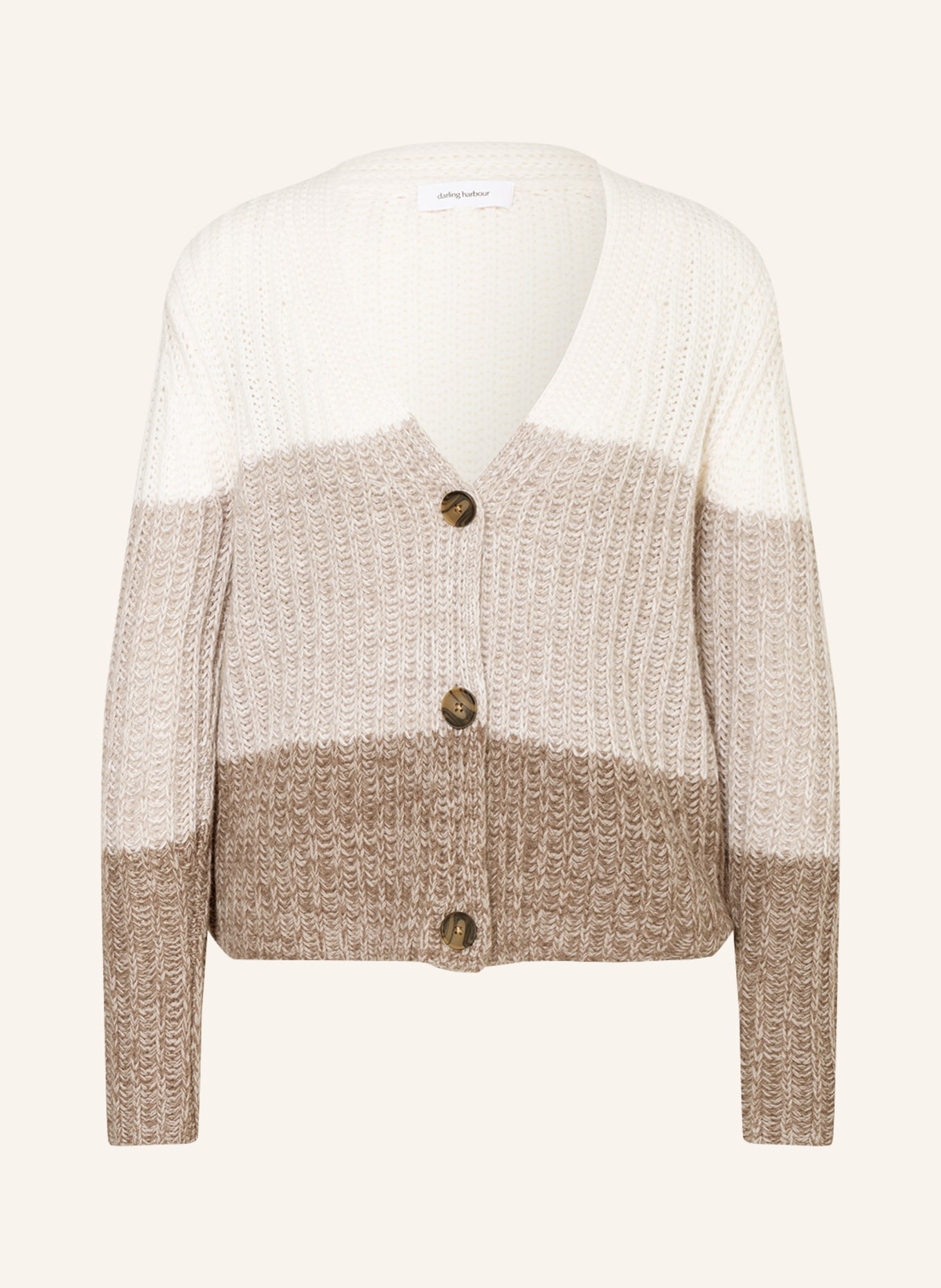 darling harbour Cardigan with cashmere, Color: ECRU/ TAUPE/ LIGHT GRAY (Image 1)