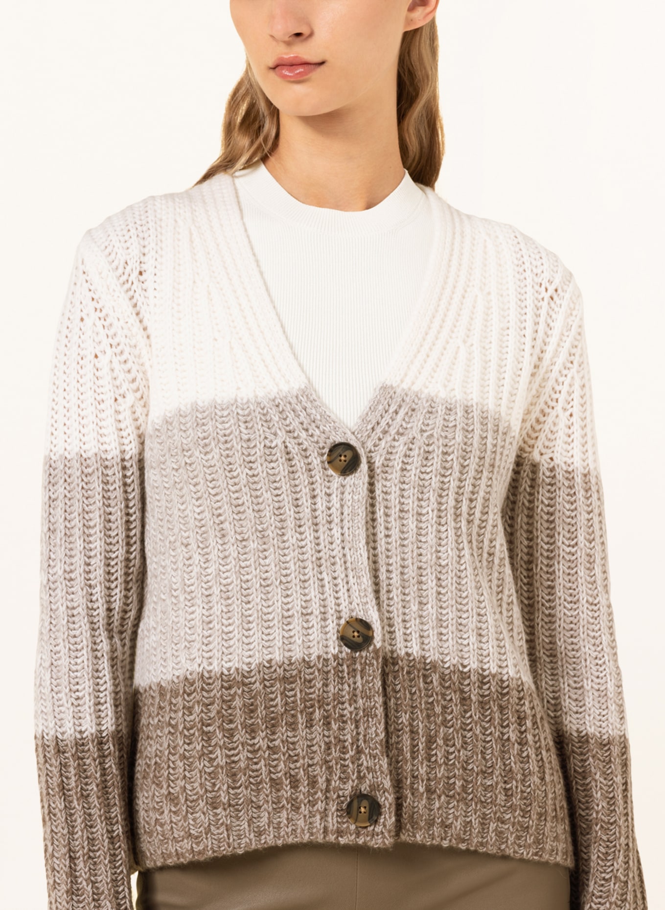 darling harbour Cardigan with cashmere, Color: ECRU/ TAUPE/ LIGHT GRAY (Image 4)