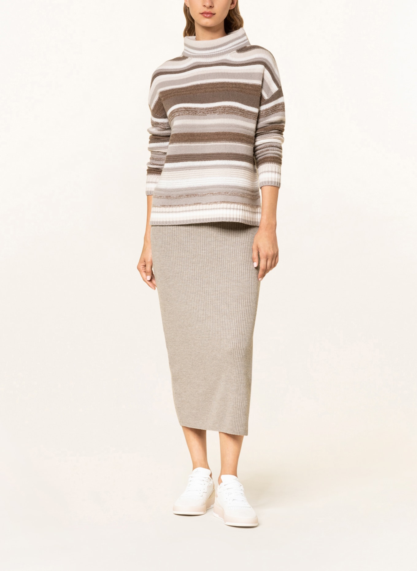 darling harbour Sweater with cashmere, Color: ECRU/ LIGHT GRAY/ TAUPE (Image 2)