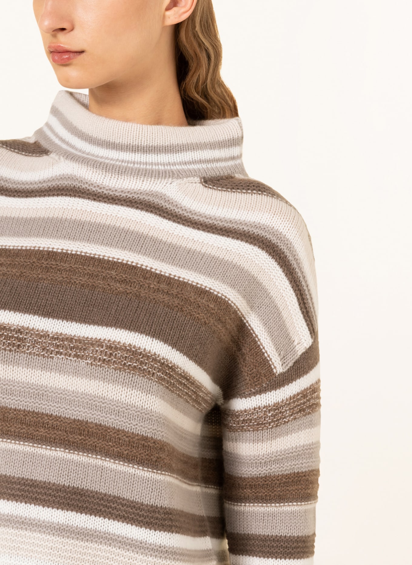 darling harbour Sweater with cashmere, Color: ECRU/ LIGHT GRAY/ TAUPE (Image 4)