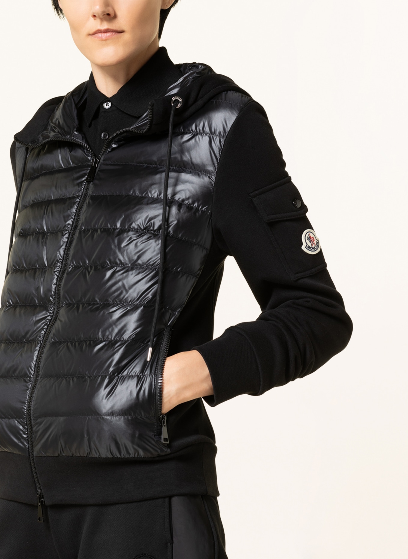 MONCLER Down jacket in mixed materials, Color: BLACK (Image 5)
