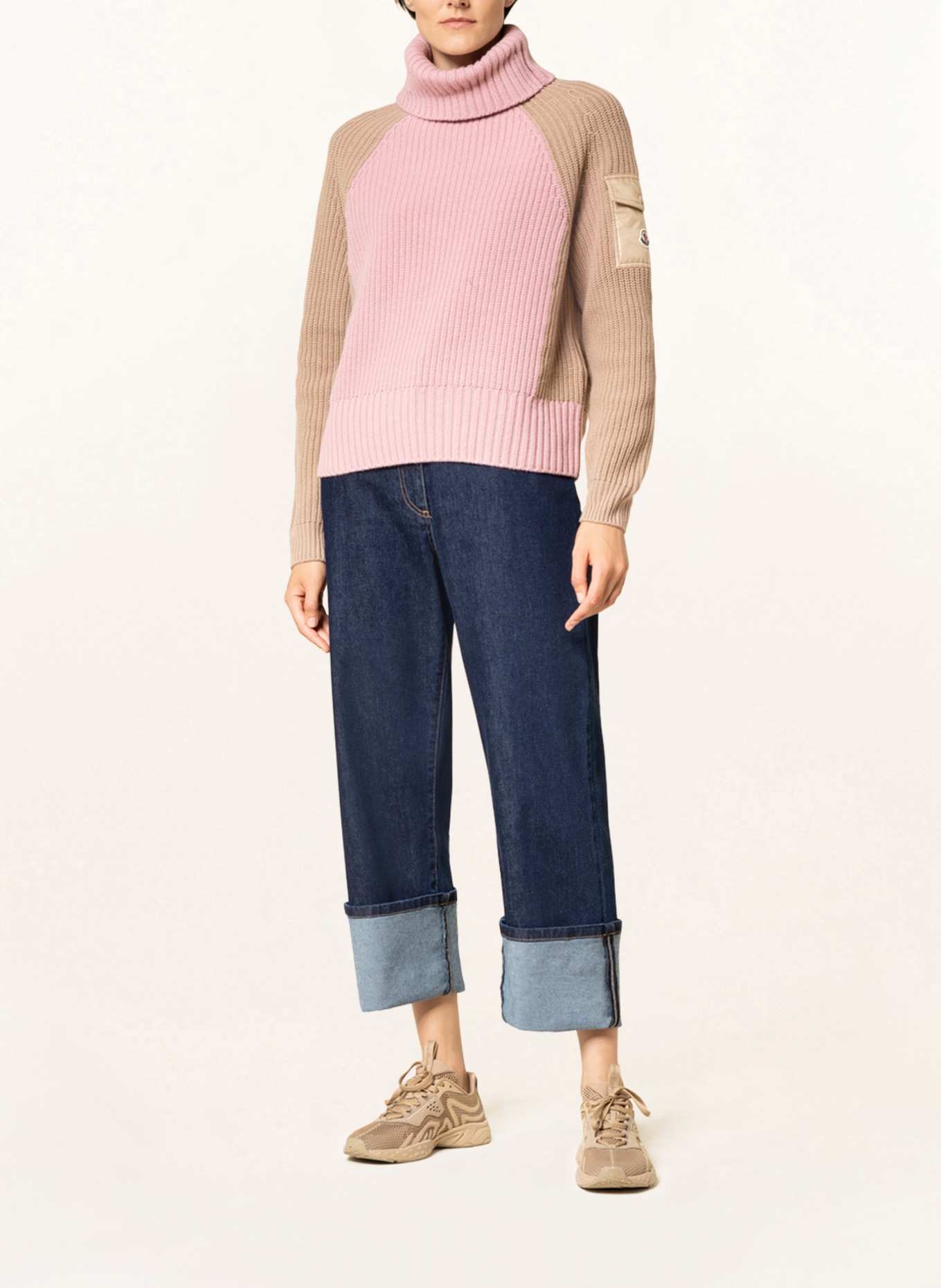 MONCLER Turtleneck sweater, Color: PINK/ BEIGE (Image 2)