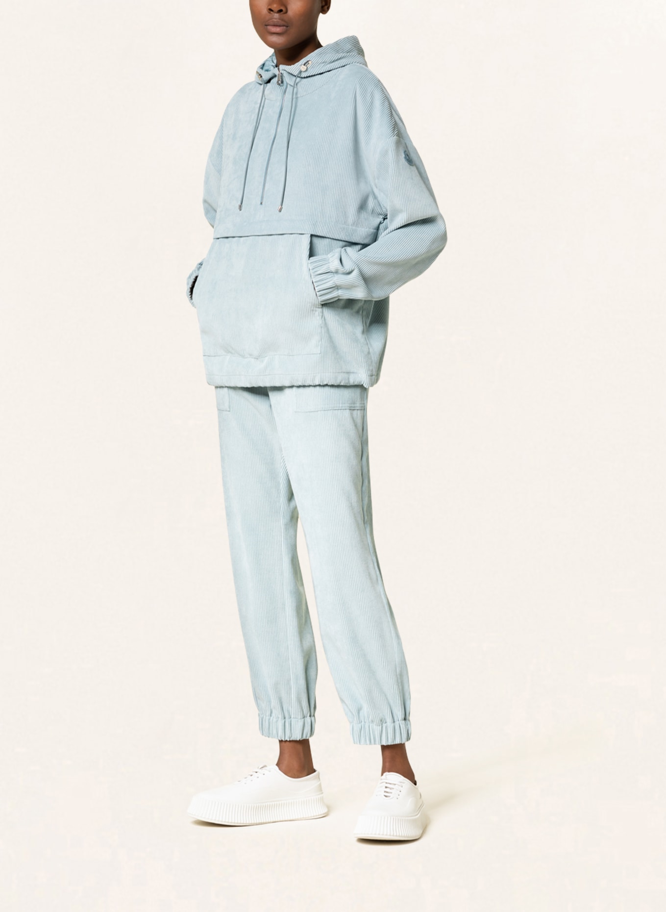 MONCLER Bluza z kapturem oversize z materiału sztruksowego , Kolor: JASNONIEBIESKI (Obrazek 2)
