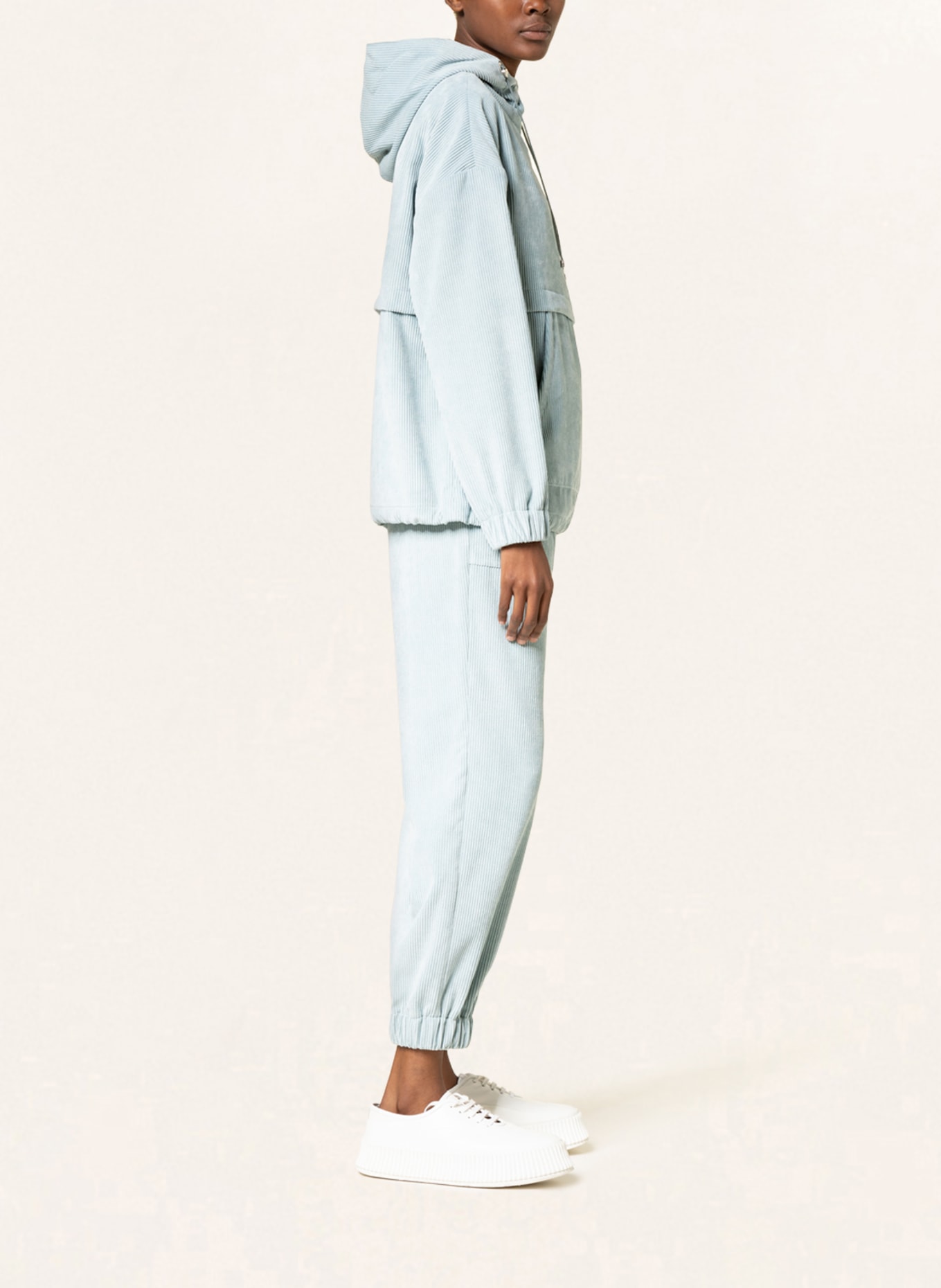 MONCLER Bluza z kapturem oversize z materiału sztruksowego , Kolor: JASNONIEBIESKI (Obrazek 4)
