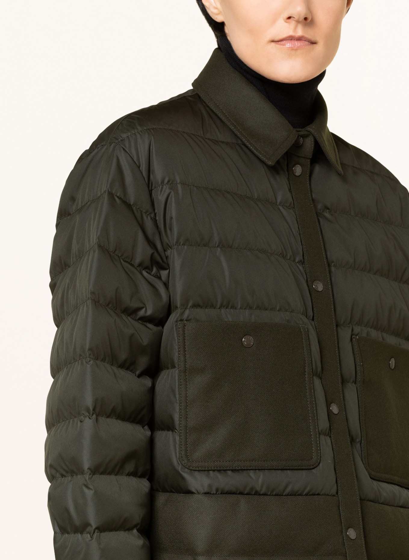 MONCLER Down jacket in mixed materials, Color: KHAKI (Image 4)
