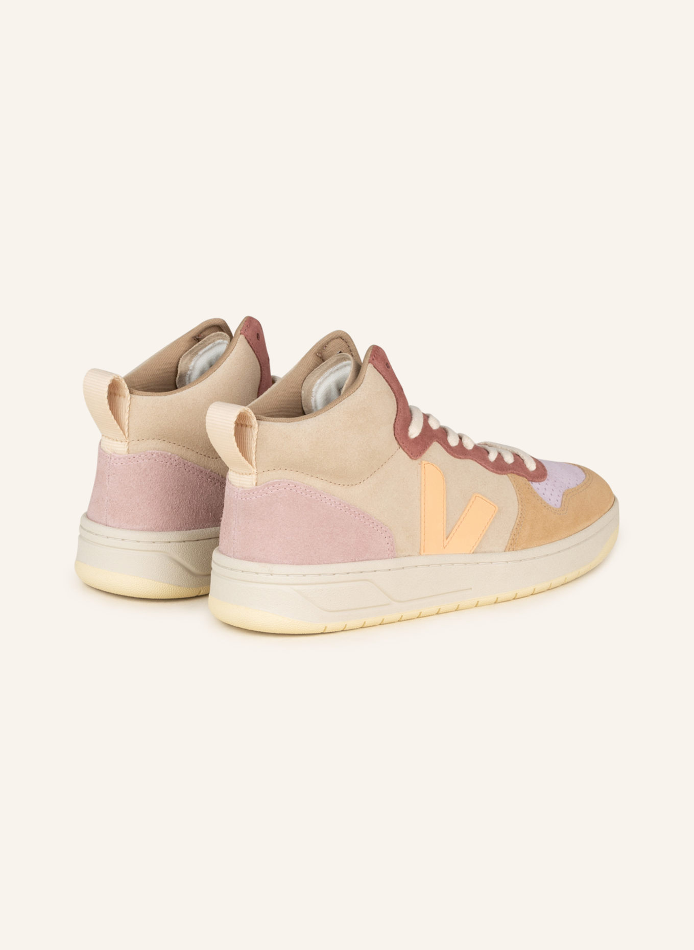 VEJA Wysokie sneakersy V-15: BEŻOWY / JASNOFIOLETOWY