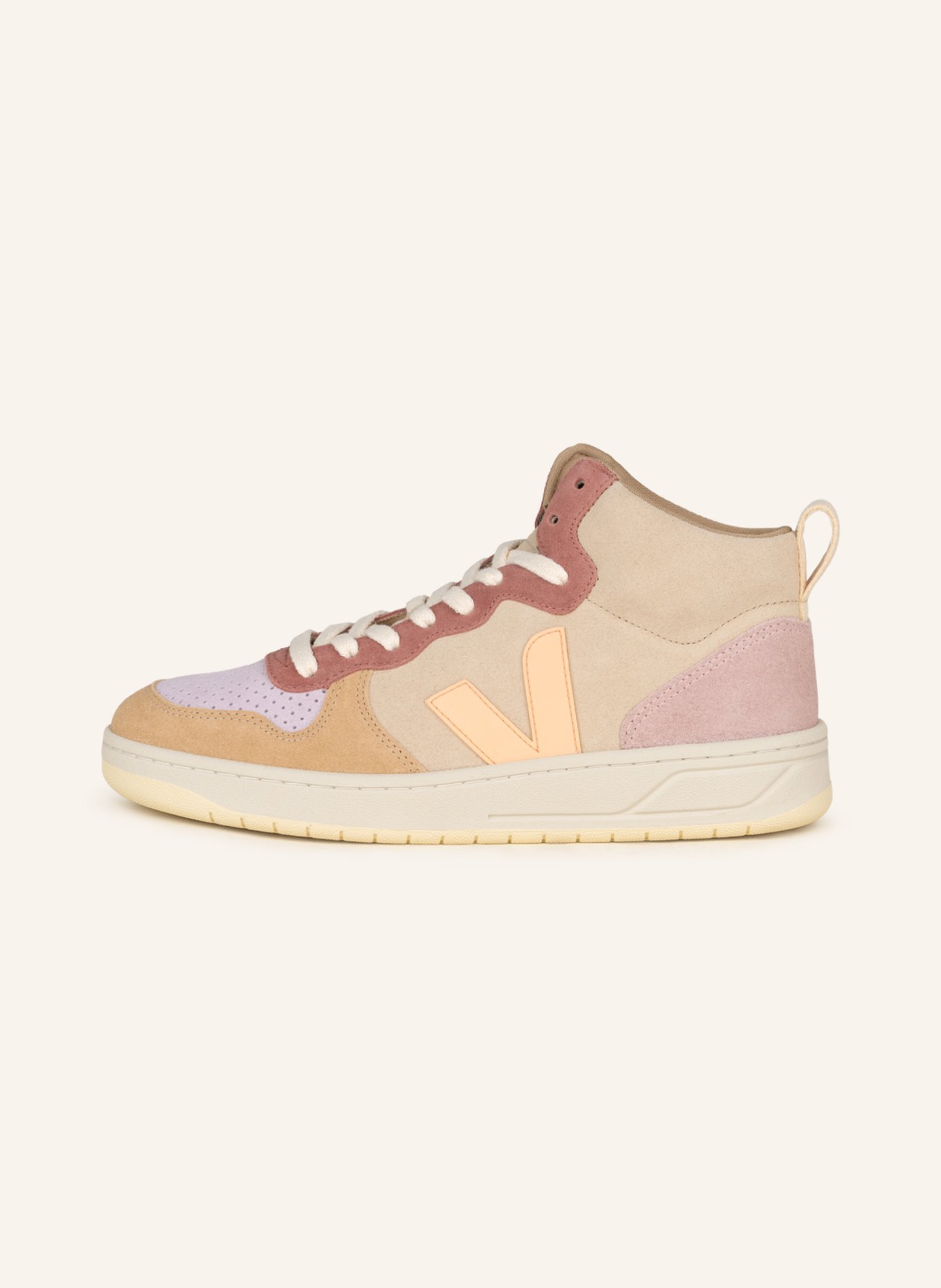 VEJA Wysokie sneakersy V-15: BEŻOWY / JASNOFIOLETOWY
