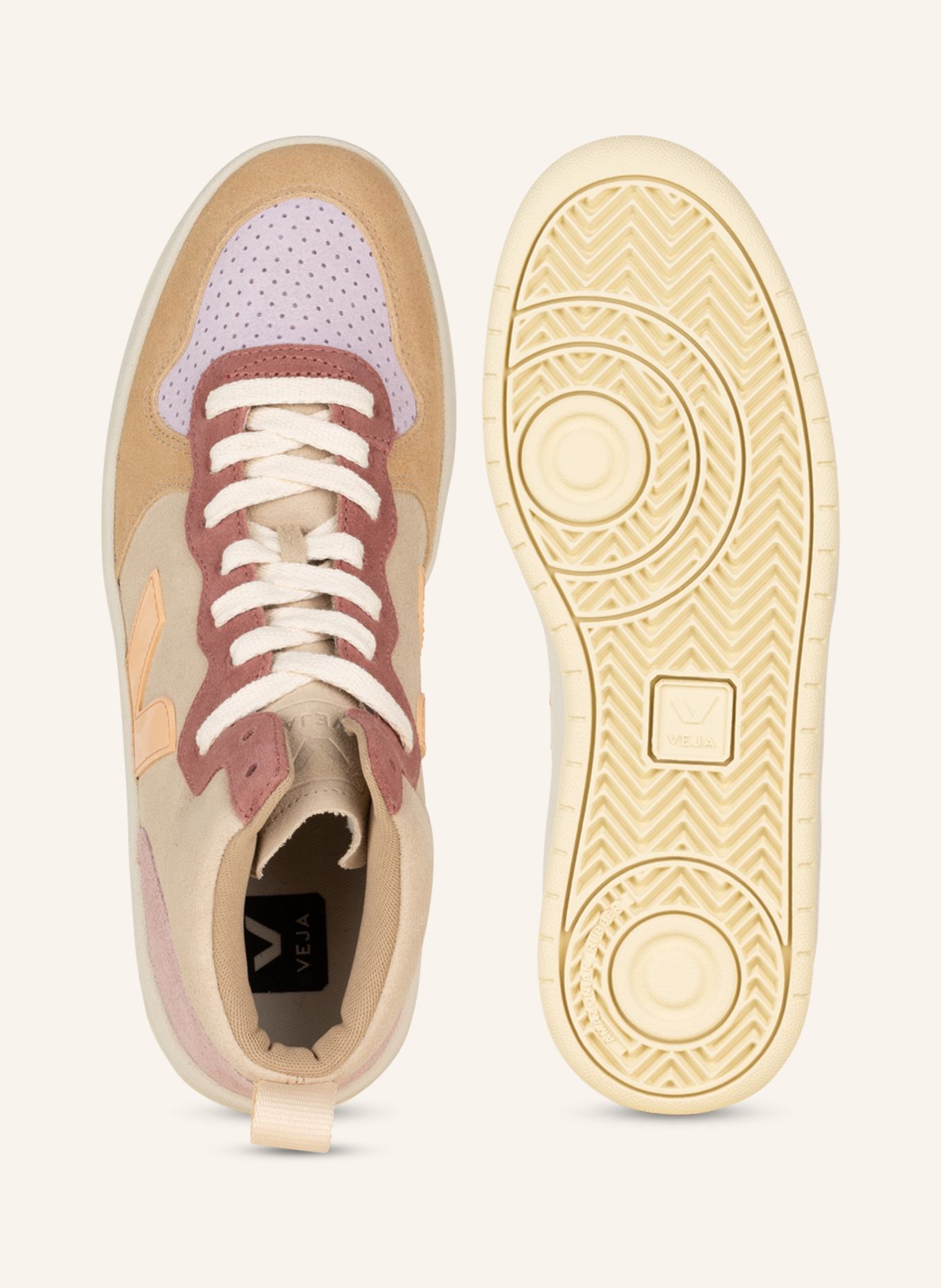 VEJA Wysokie sneakersy V-15: BEŻOWY / JASNOFIOLETOWY