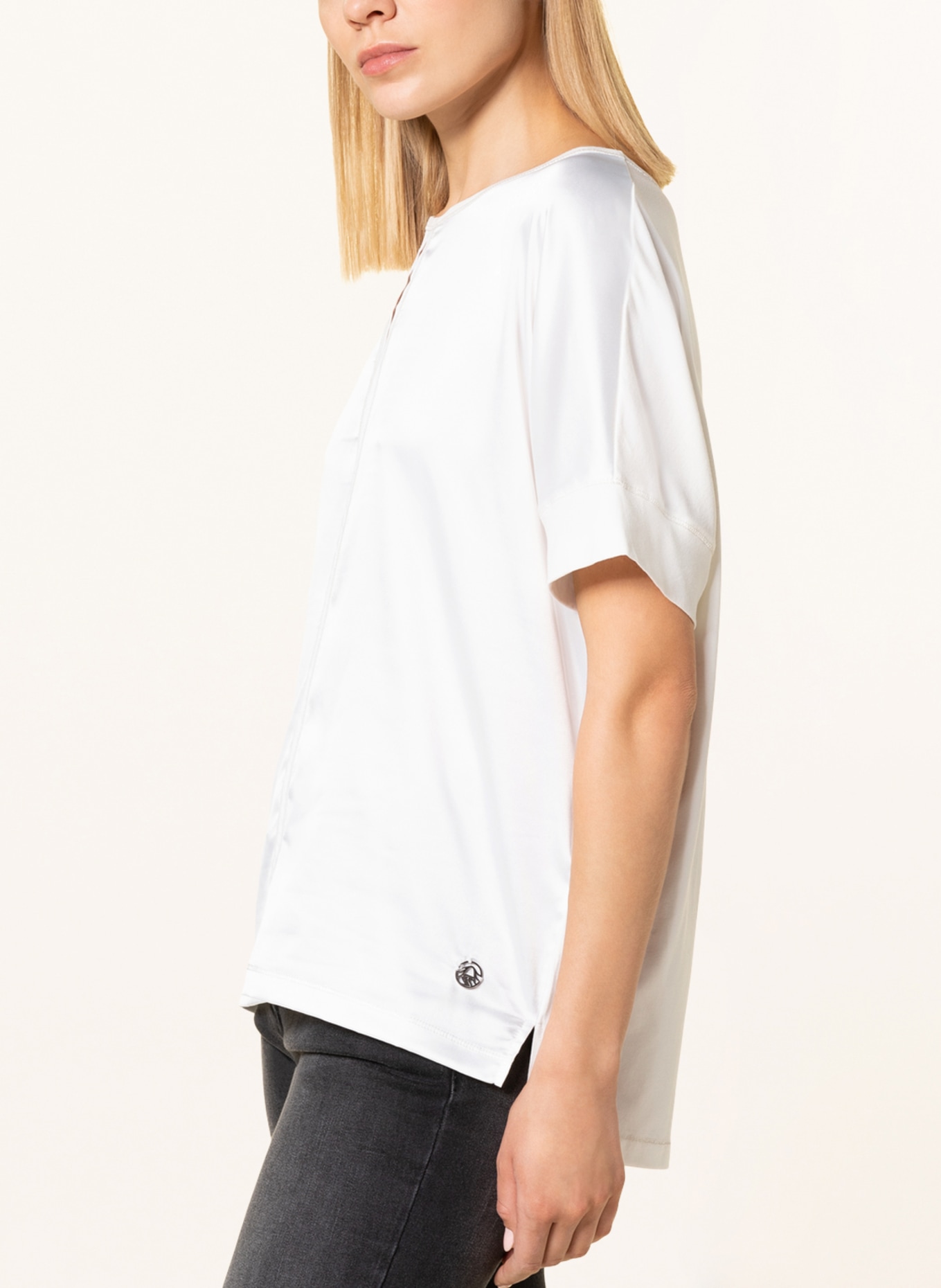 SPORTALM Blouse top in mixed materials, Color: WHITE (Image 4)
