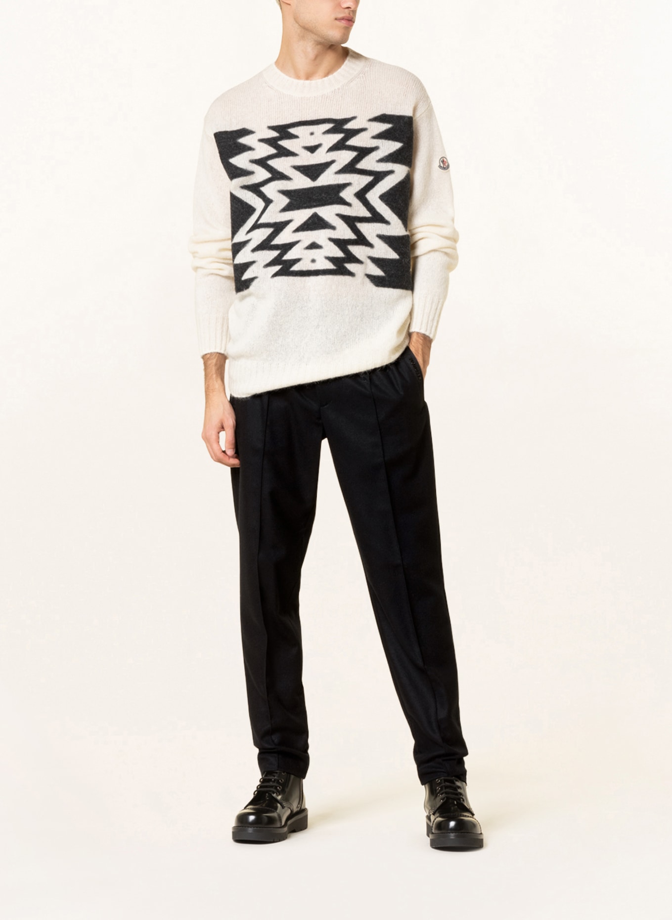 MONCLER Pullover mit Mohair, Farbe: WEISS/ SCHWARZ (Bild 2)