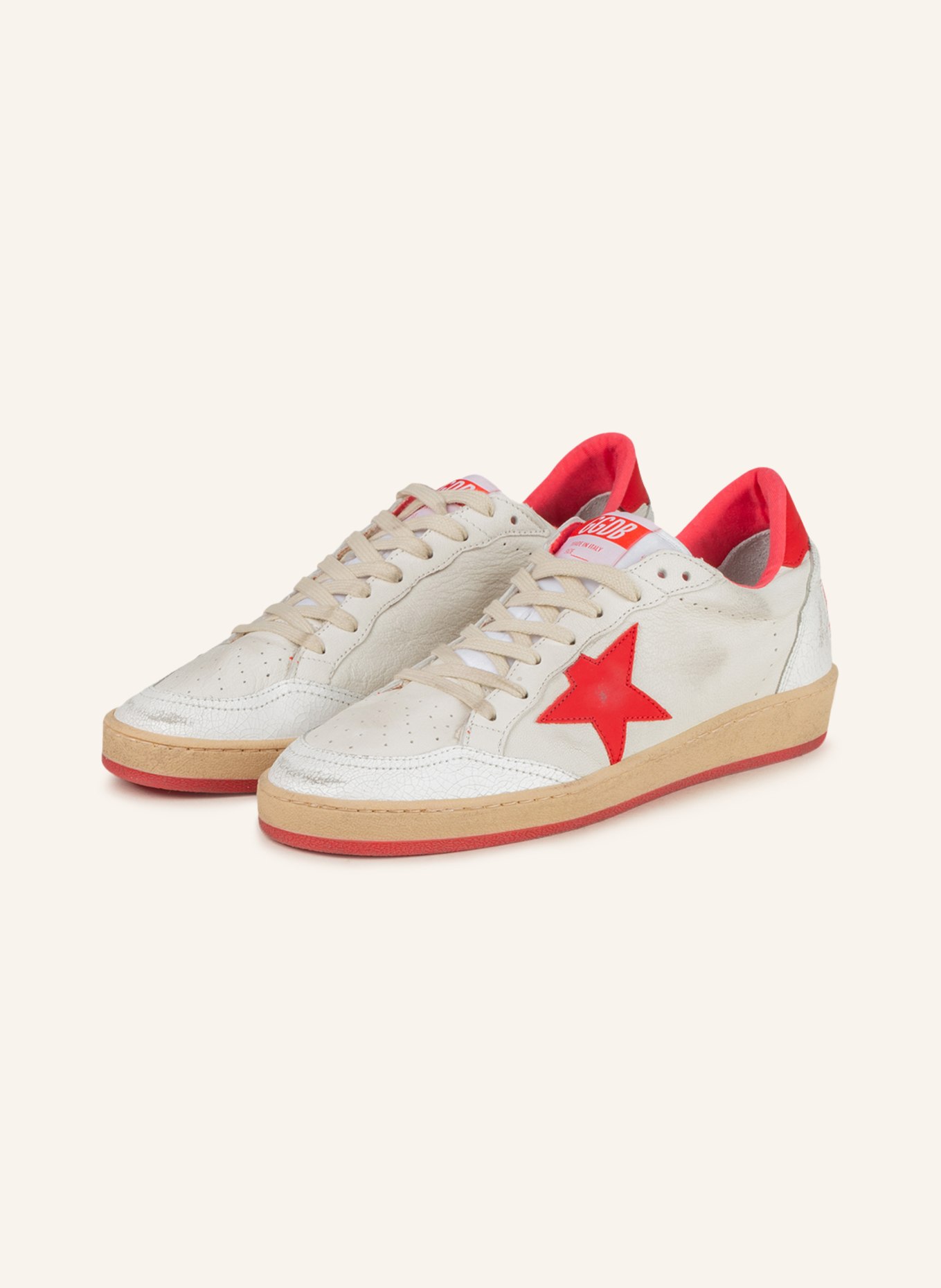 GOLDEN GOOSE Sneakers BALL STAR, Color: WHITE/ RED (Image 1)