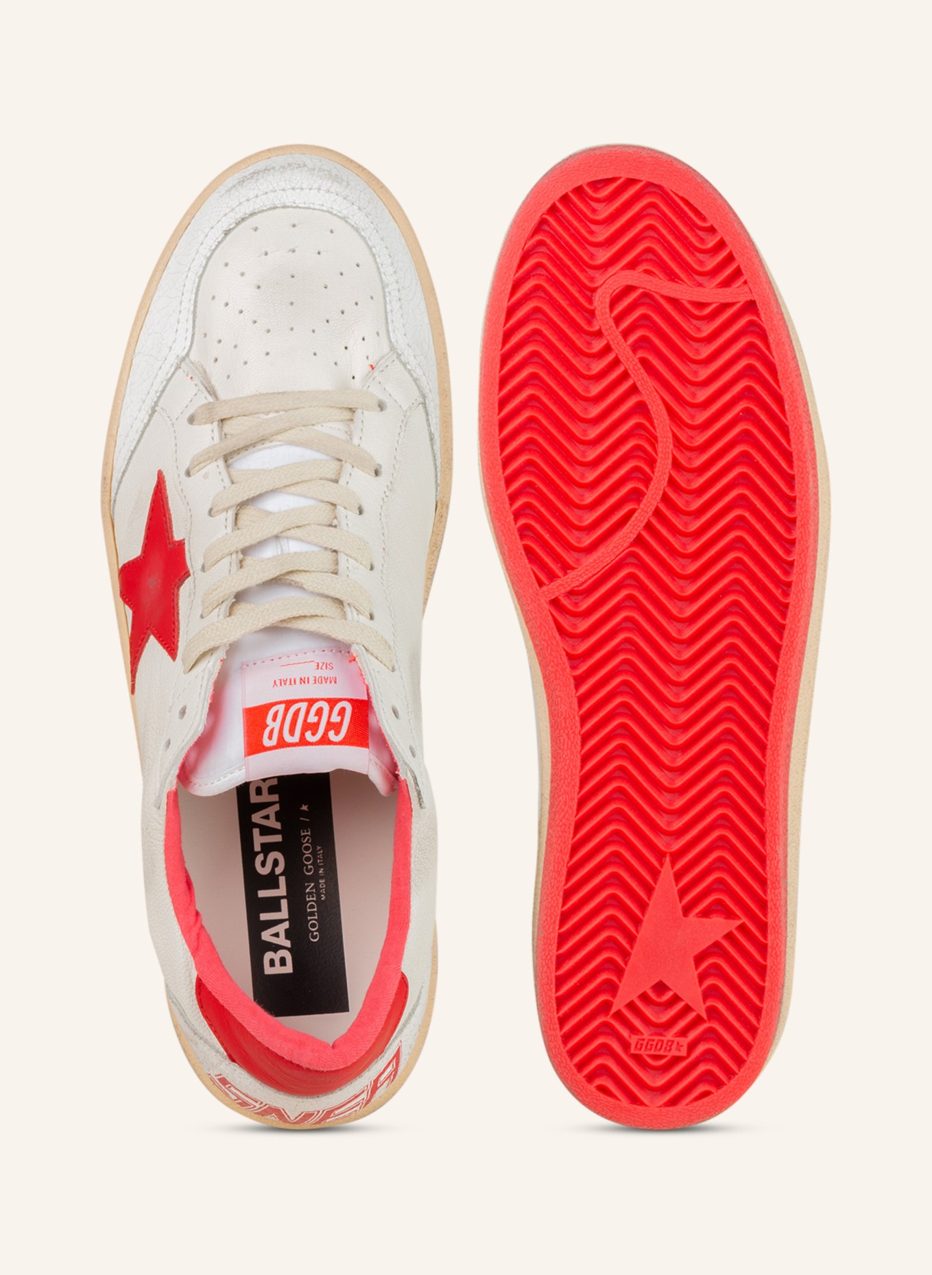 GOLDEN GOOSE Sneakers BALL STAR, Color: WHITE/ RED (Image 5)