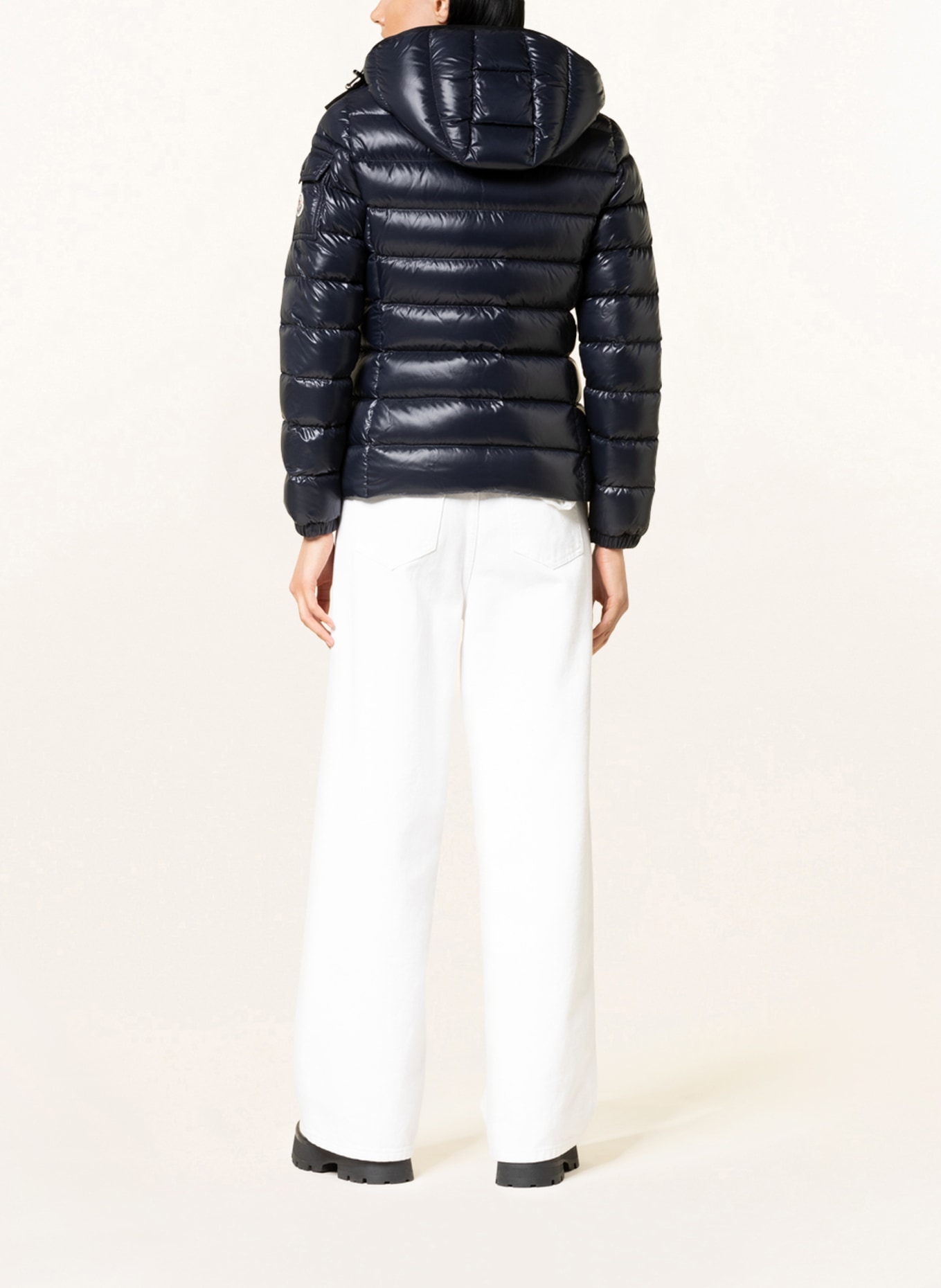 MONCLER Péřová bunda BADY s odnímatelnou kapucí: TMAVĚ MODRÁ