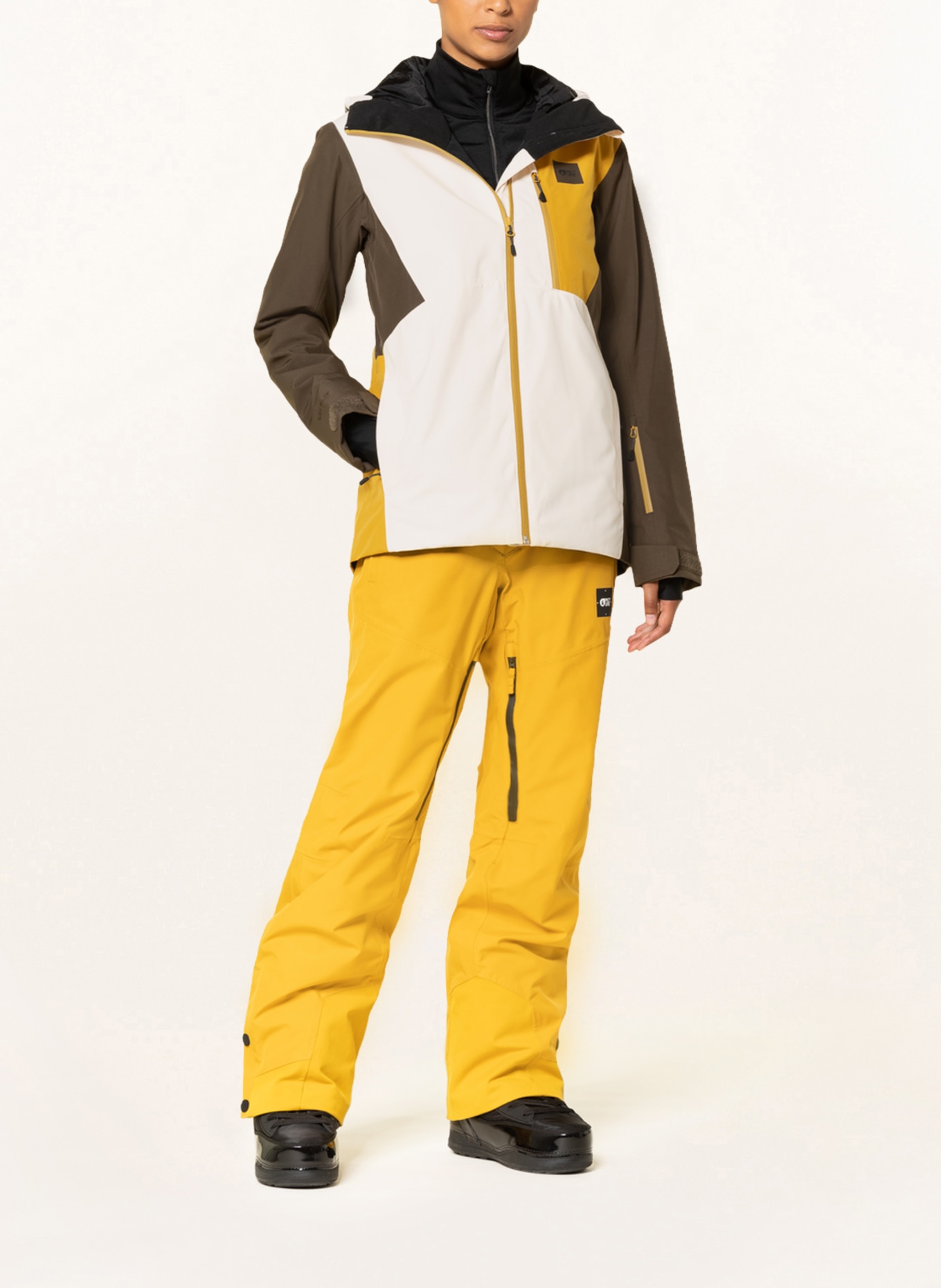 PICTURE Ski jacket SEEN, Color: KHAKI/ DARK YELLOW/ ECRU (Image 2)