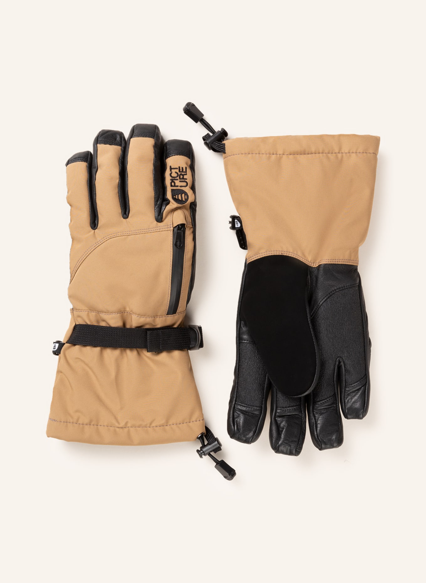 PICTURE Ski gloves MCTIGG, Color: CAMEL/ BLACK (Image 1)