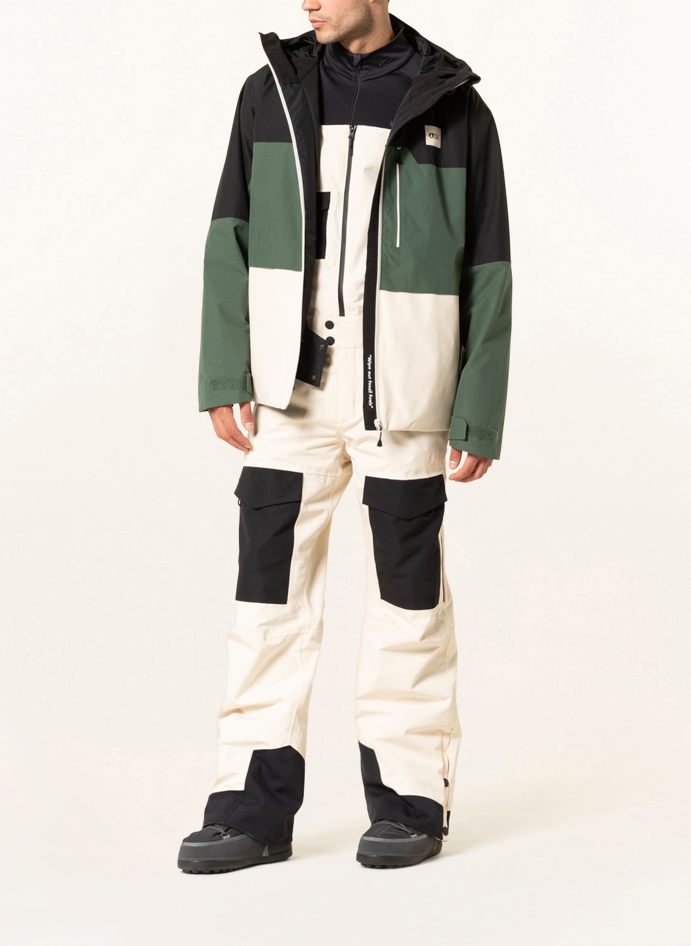 PICTURE Ski jacket OBJECT, Color: BLACK/ GREEN/ ECRU (Image 2)