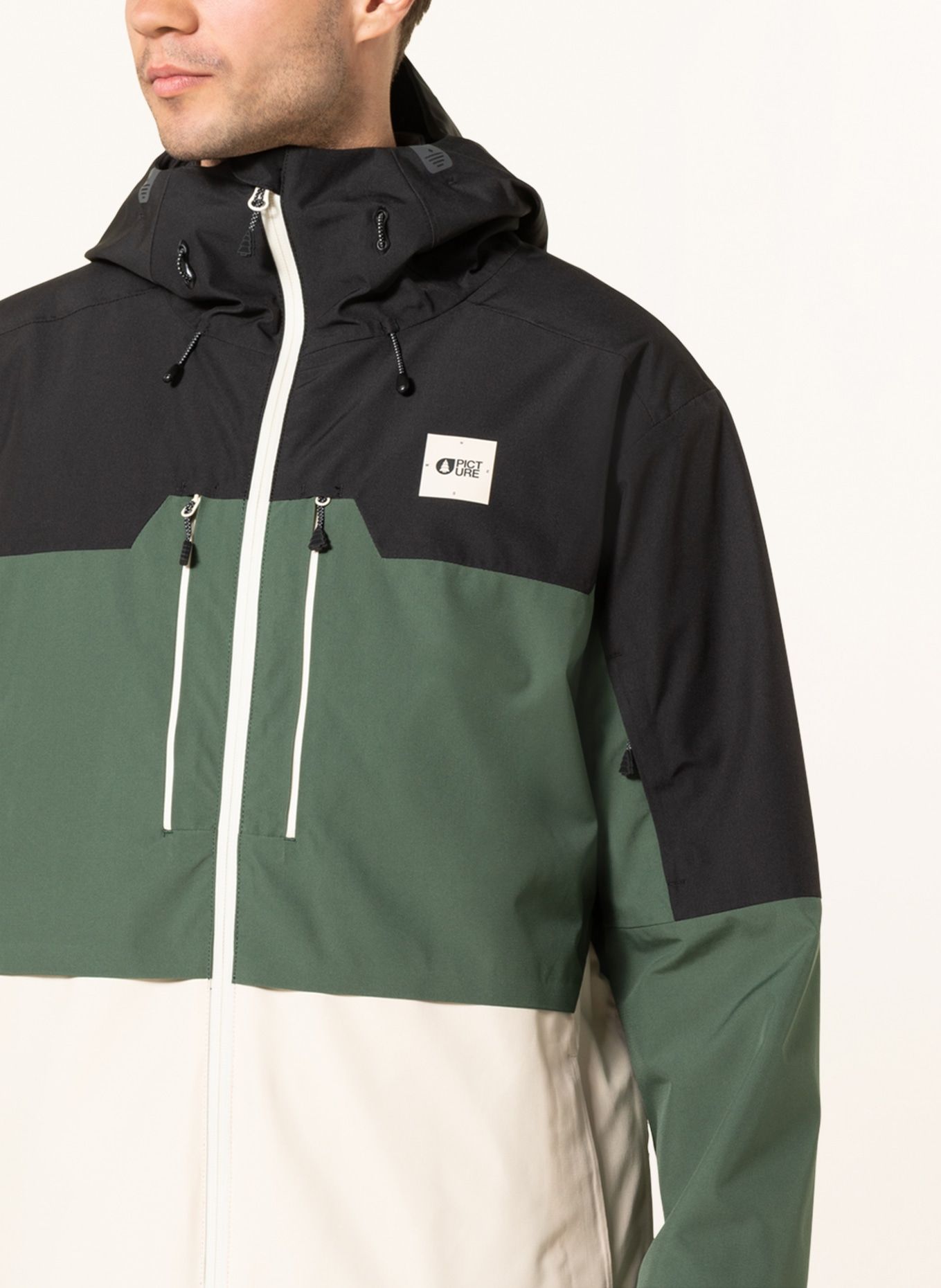PICTURE Ski jacket OBJECT, Color: BLACK/ GREEN/ ECRU (Image 5)
