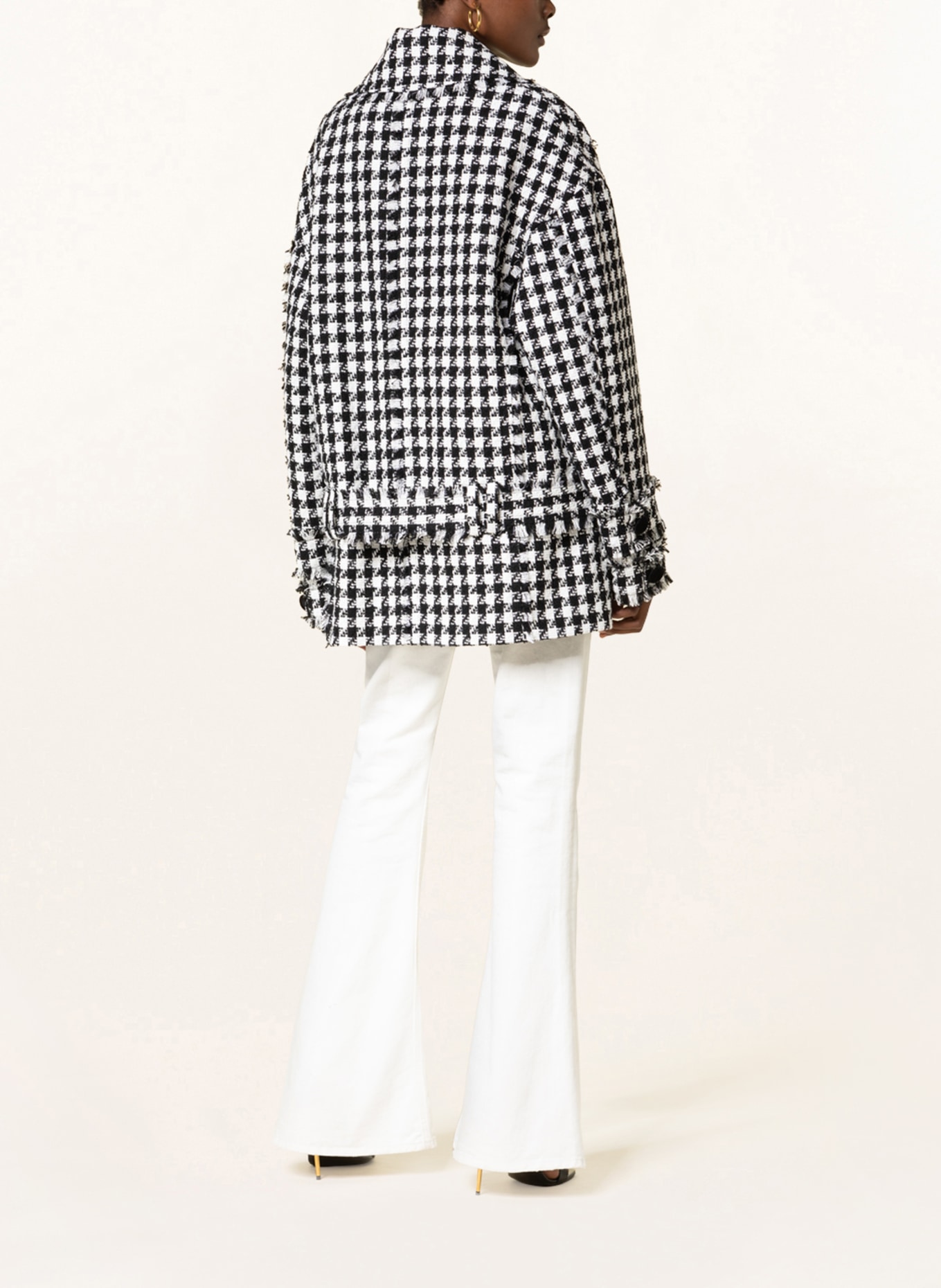 BALMAIN Pea coat with linen, Color: BLACK/ WHITE (Image 3)